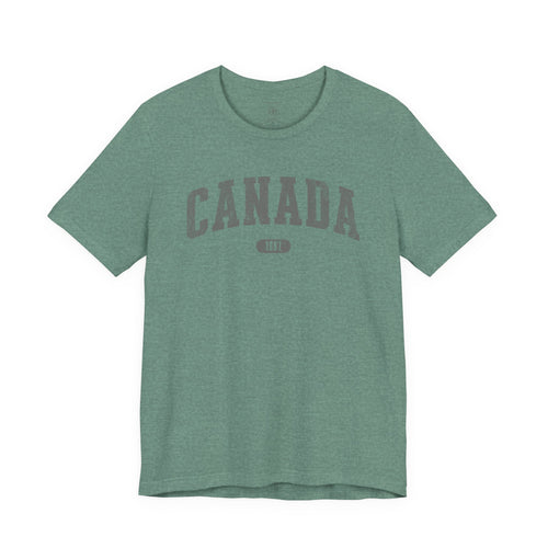 Canada 1867 Vintage Collegiate T-Shirt – Grey Graphic – Colourful