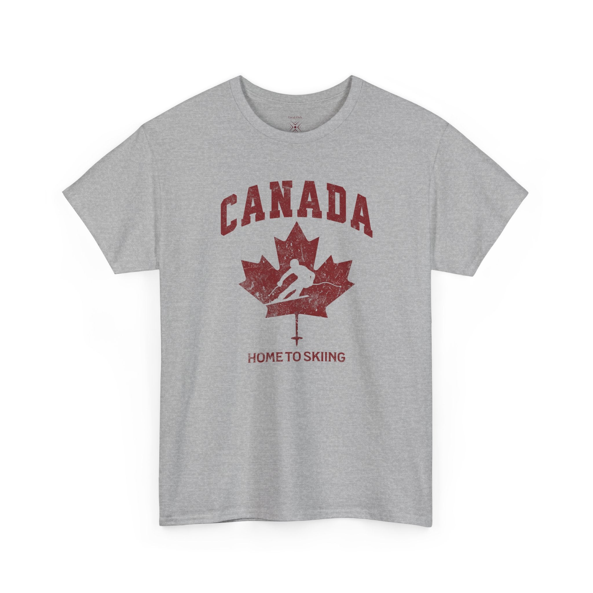 Canada Home To Skiing Vintage Athletic T-Shirt – Burgundy Red Graphic