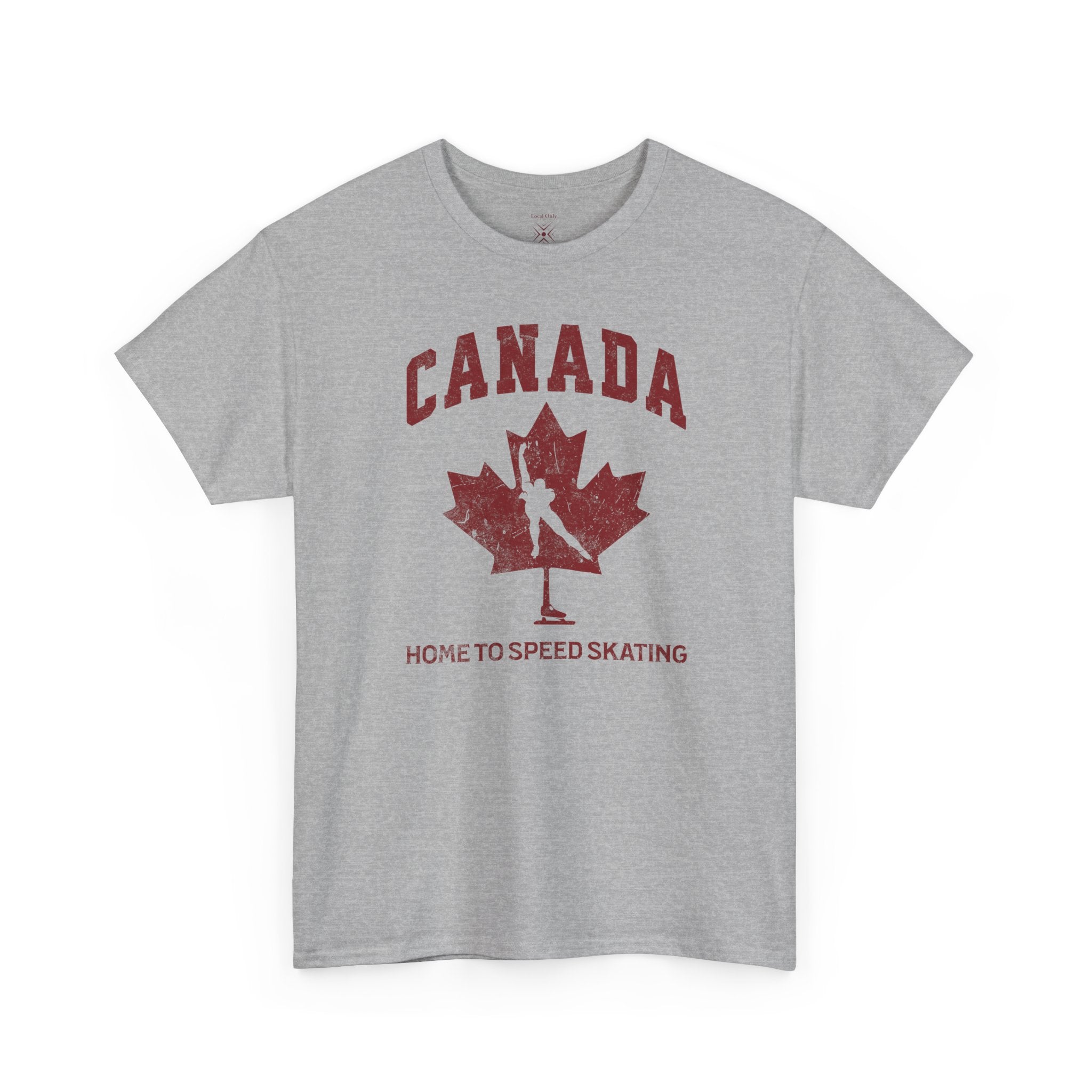 Canada Home To Speed Skating Vintage Collegiate T-Shirt – Burgundy Red Graphic Tee