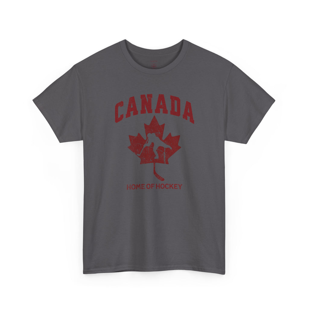 Canada Home of Hockey Vintage Athletic T-Shirt – Burgundy Red Graphic