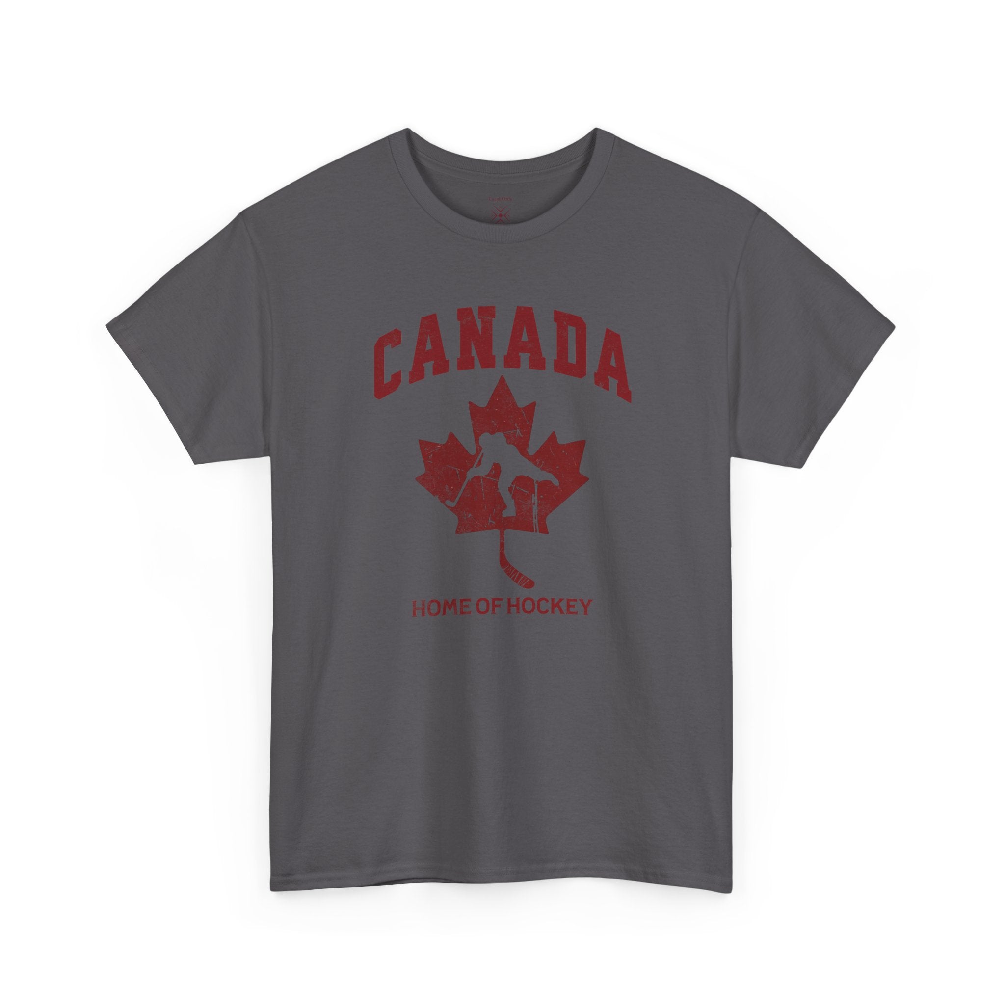 Canada Home of Hockey Vintage Athletic T-Shirt – Burgundy Red Graphic