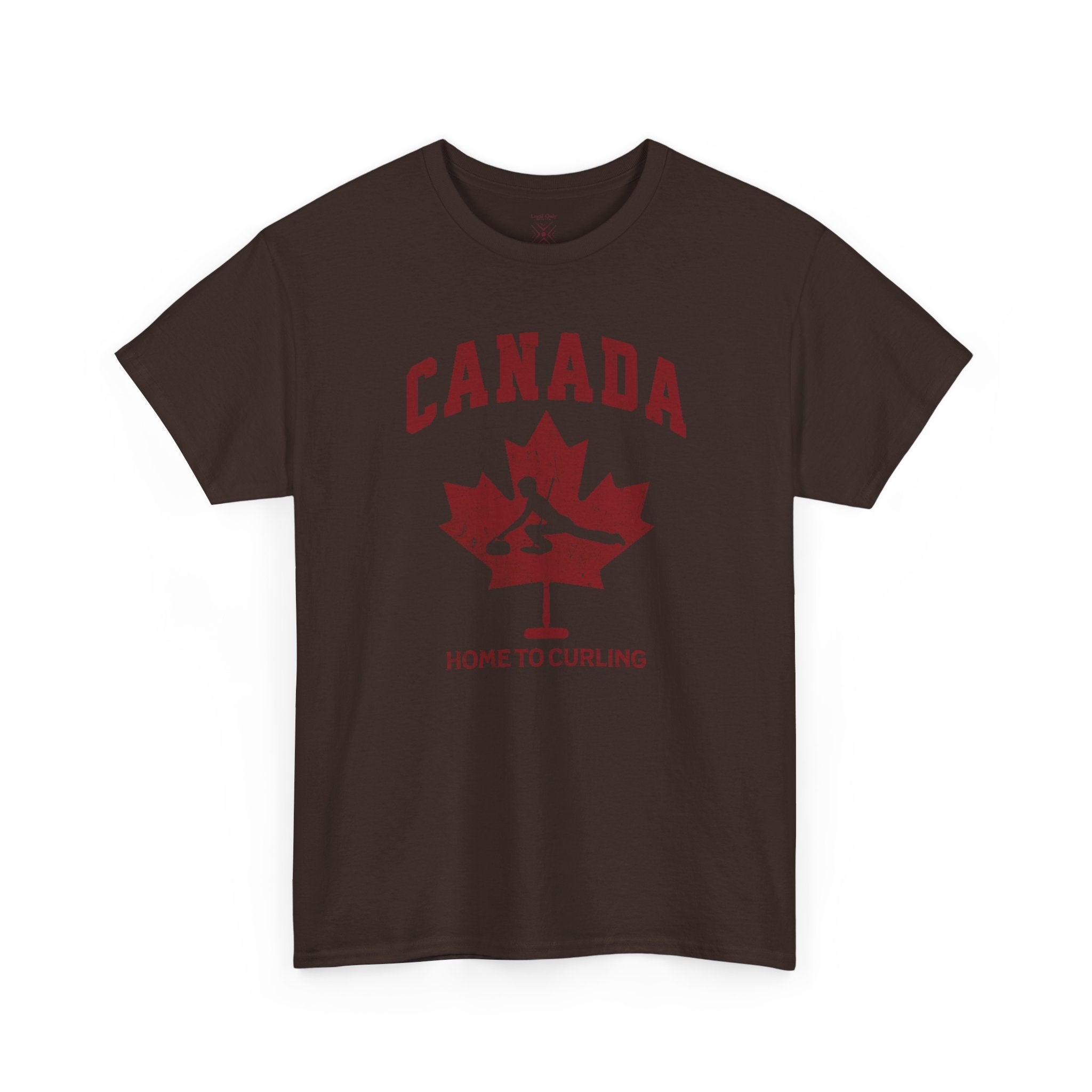 Canada Home To Curling Vintage Athletic T-Shirt – Burgundy Red Graphic