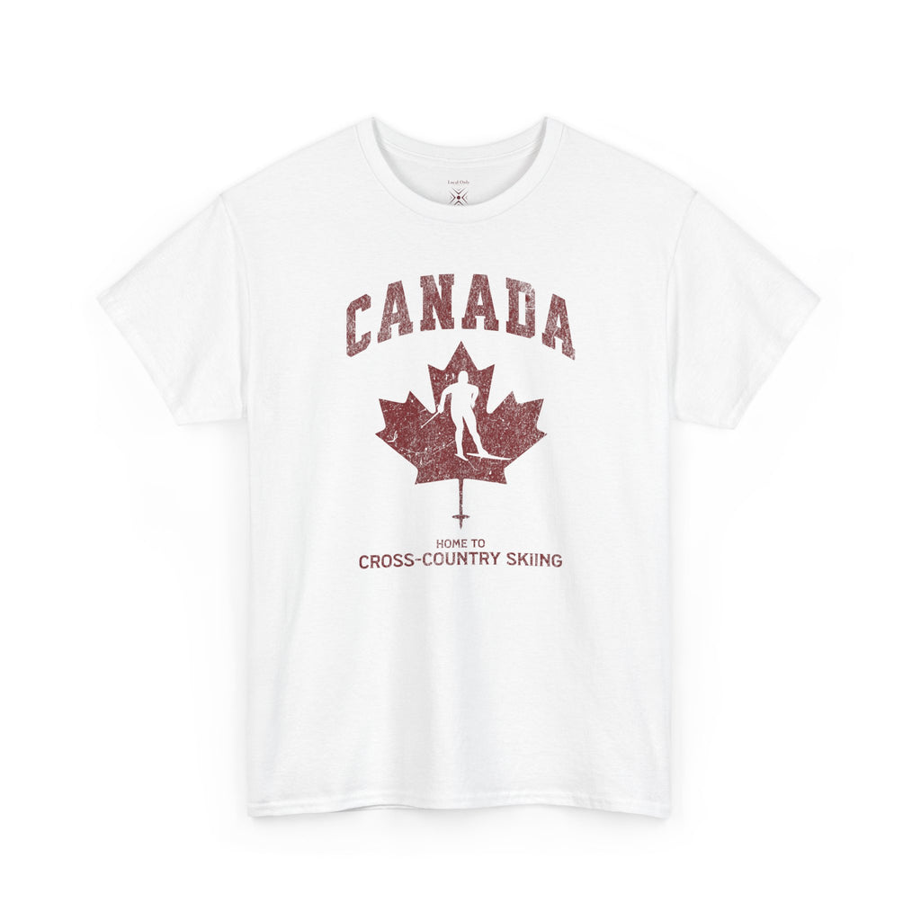 Canada Home To Cross-Country Skiing Vintage Athletic T-Shirt – Burgundy Red Graphic Tee