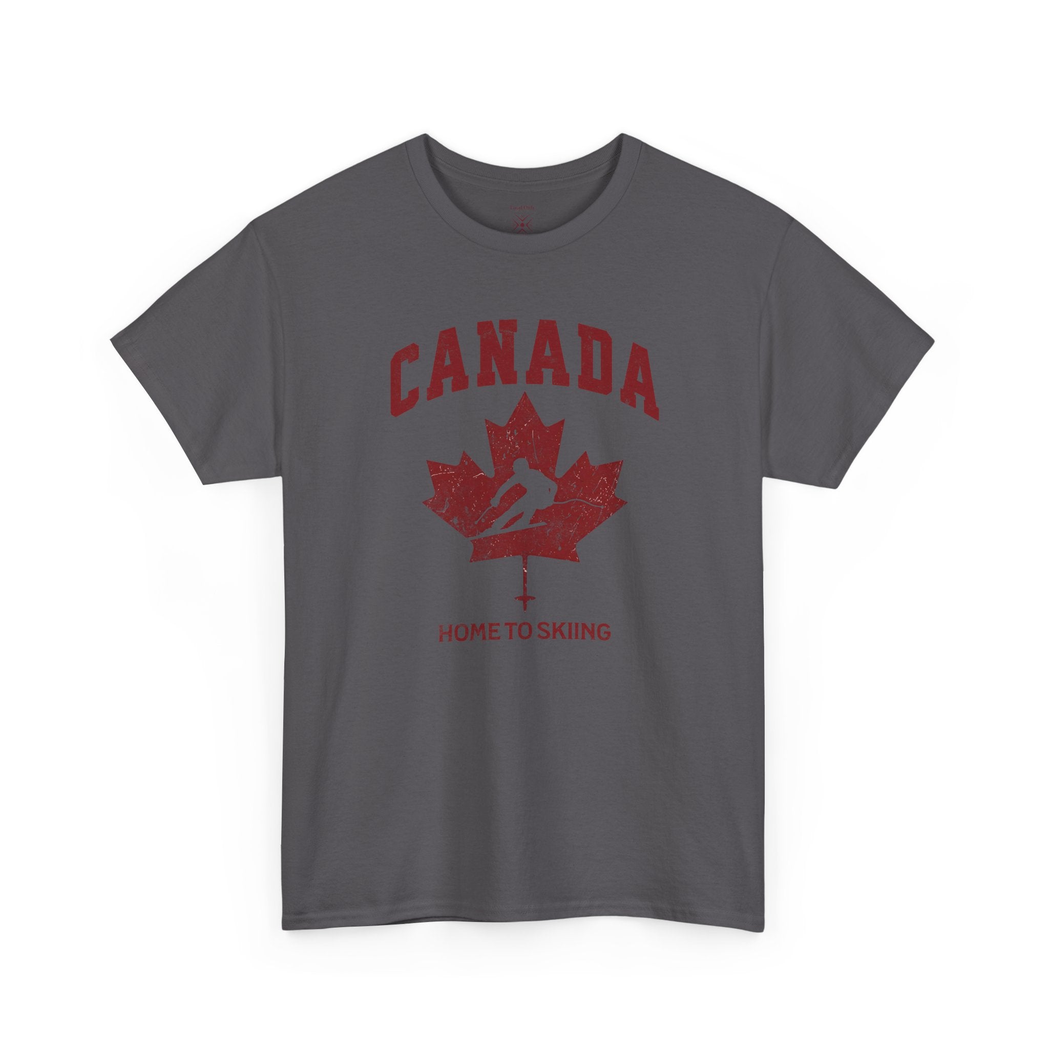 Canada Home To Skiing Vintage Athletic T-Shirt – Burgundy Red Graphic