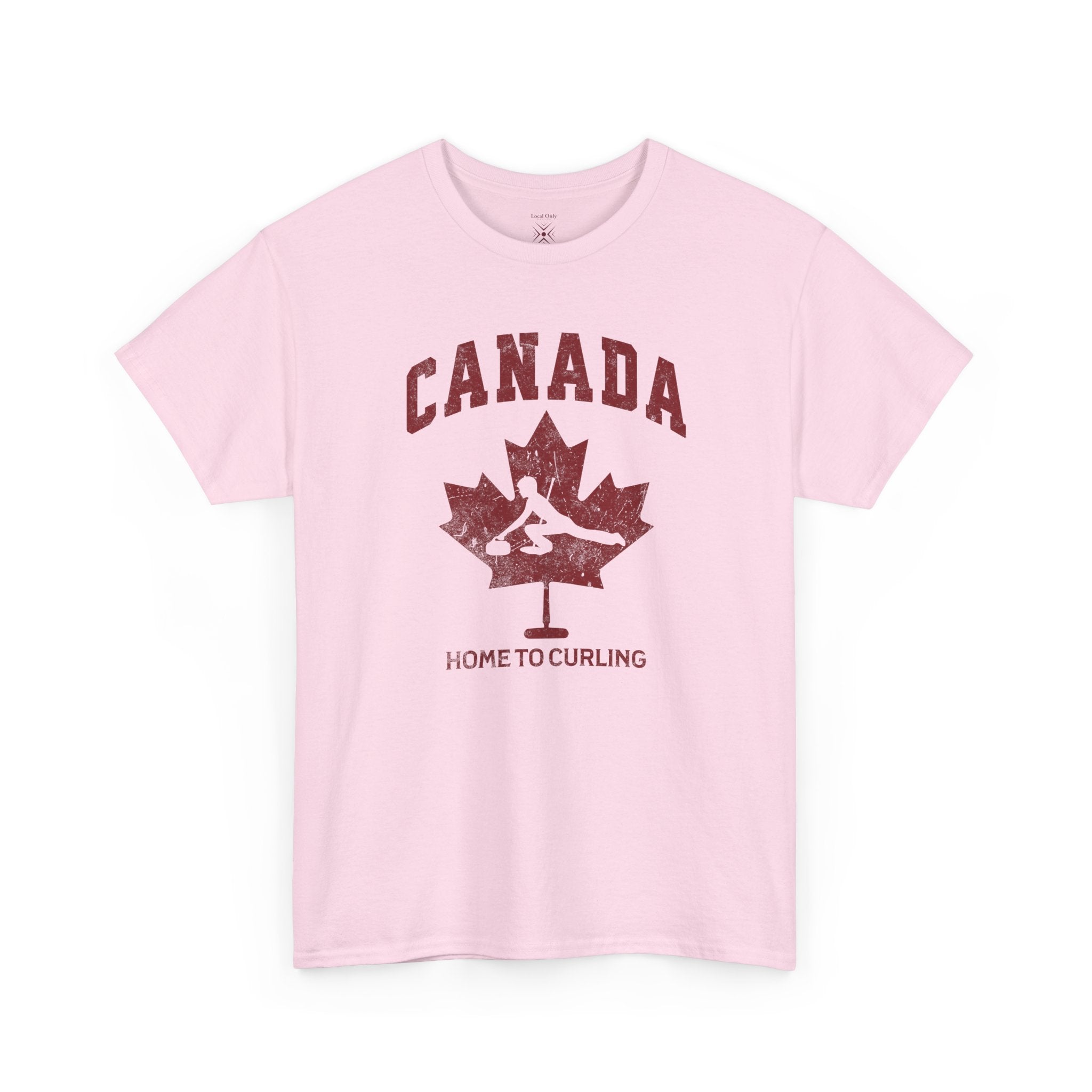 Canada Home To Curling Vintage Athletic T-Shirt – Burgundy Red Graphic