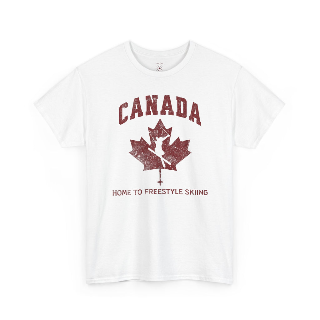Canada Home To Freestyle Skiing Vintage Athletic T-Shirt – Burgundy Red Graphic Tee