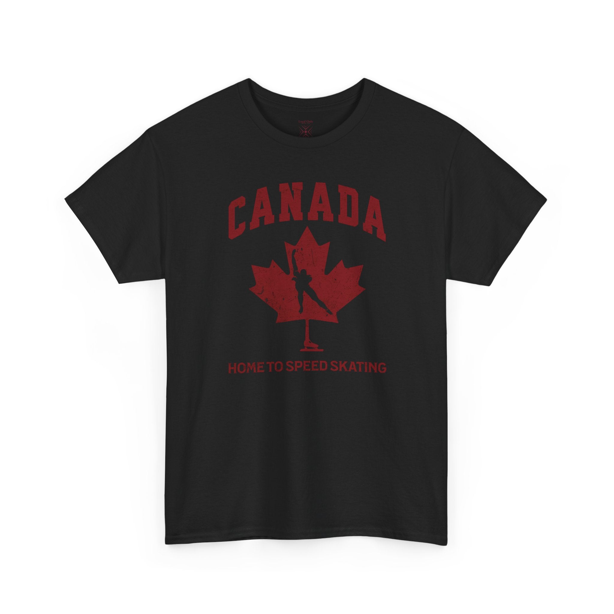 Canada Home To Speed Skating Vintage Collegiate T-Shirt – Burgundy Red Graphic Tee