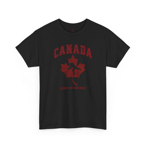 Canada Home of Hockey Vintage Athletic T-Shirt – Burgundy Red Graphic