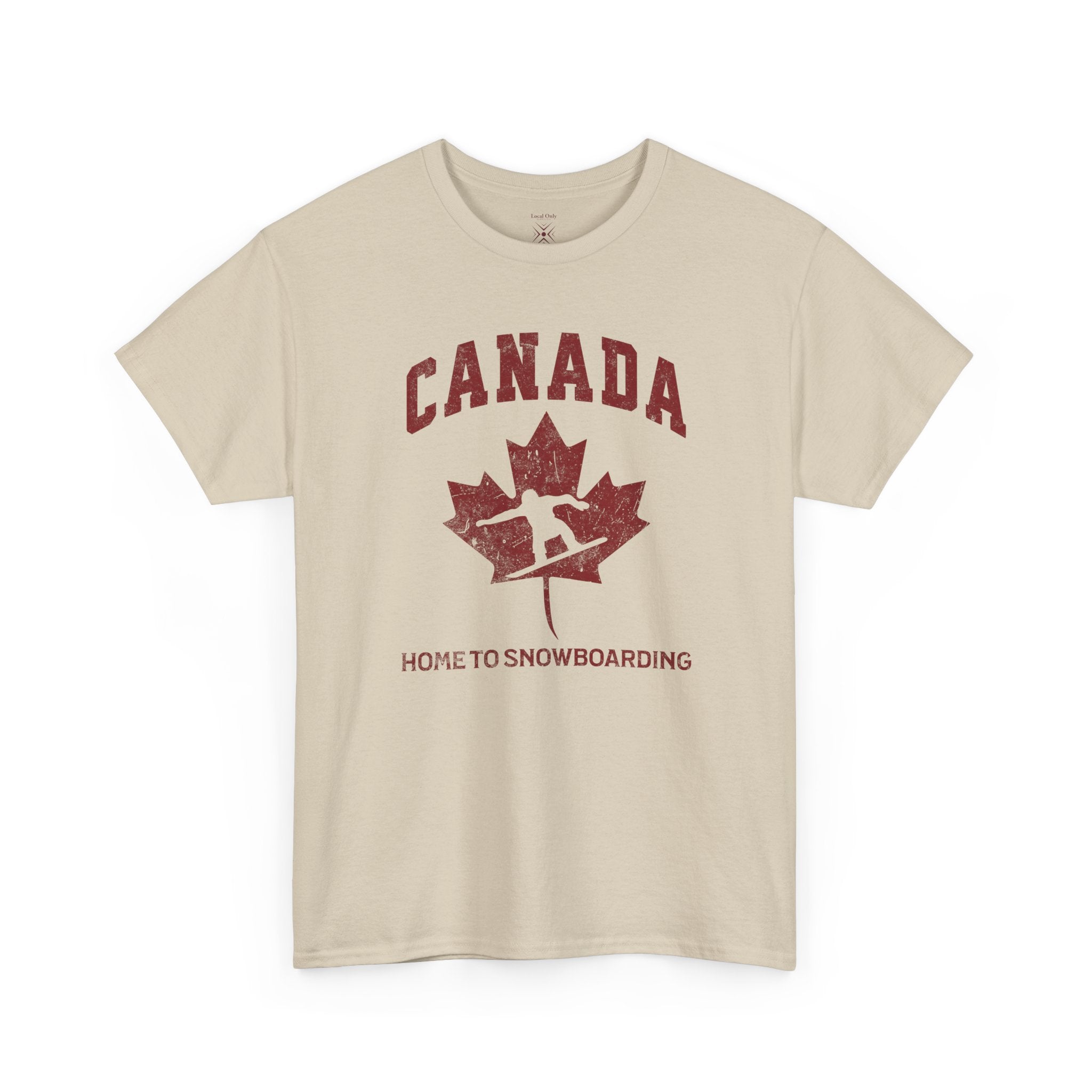 Canada Home to Snowboarding Vintage Maple Leaf T-Shirt – Burgundy Red Graphic