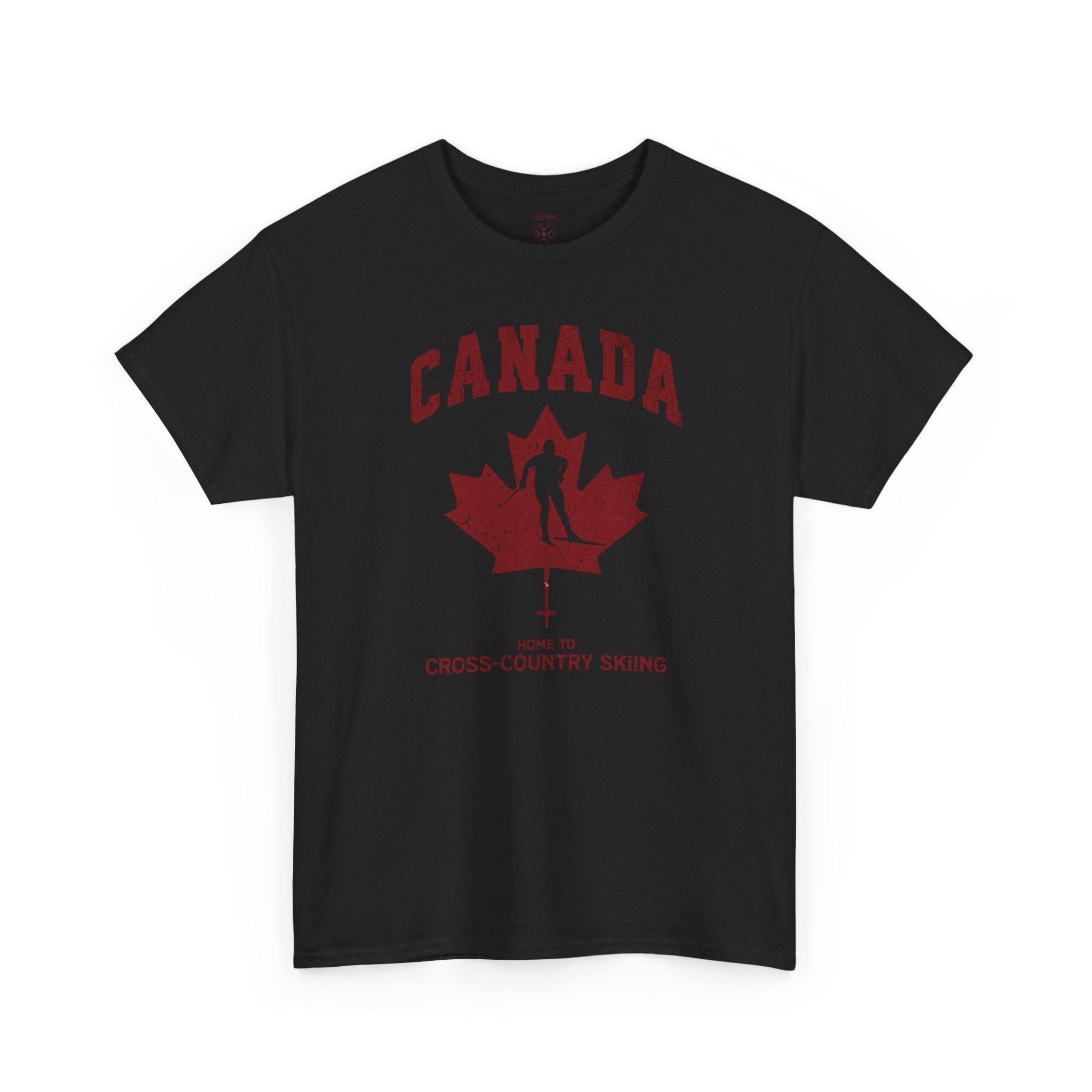 Canada Home To Cross-Country Skiing Vintage Athletic T-Shirt – Burgundy Red Graphic Tee