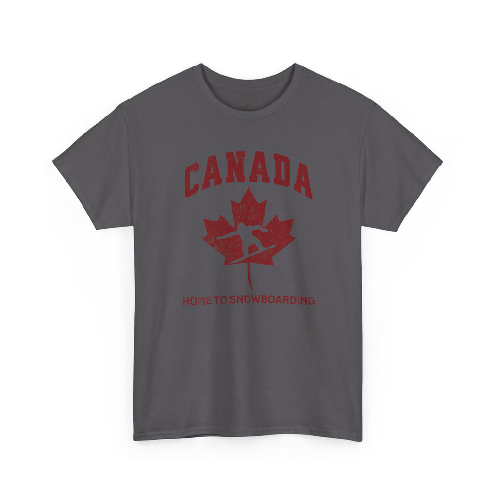 Canada Home to Snowboarding Vintage Maple Leaf T-Shirt – Burgundy Red Graphic