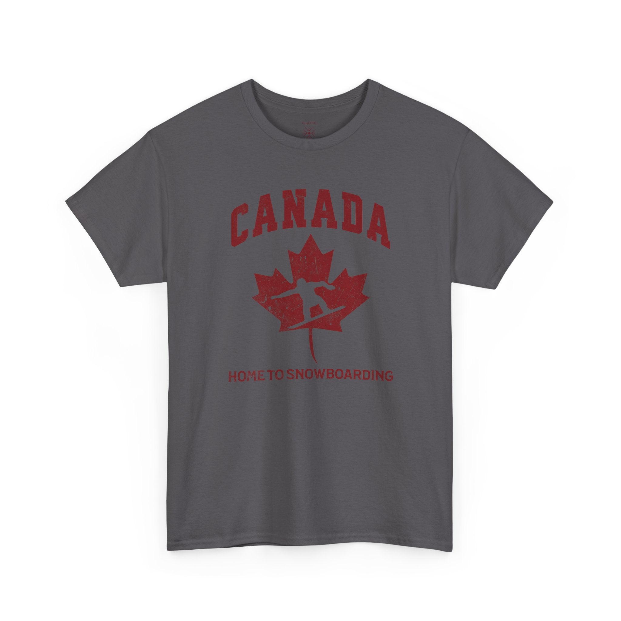 Canada Home to Snowboarding Vintage Maple Leaf T-Shirt – Burgundy Red Graphic