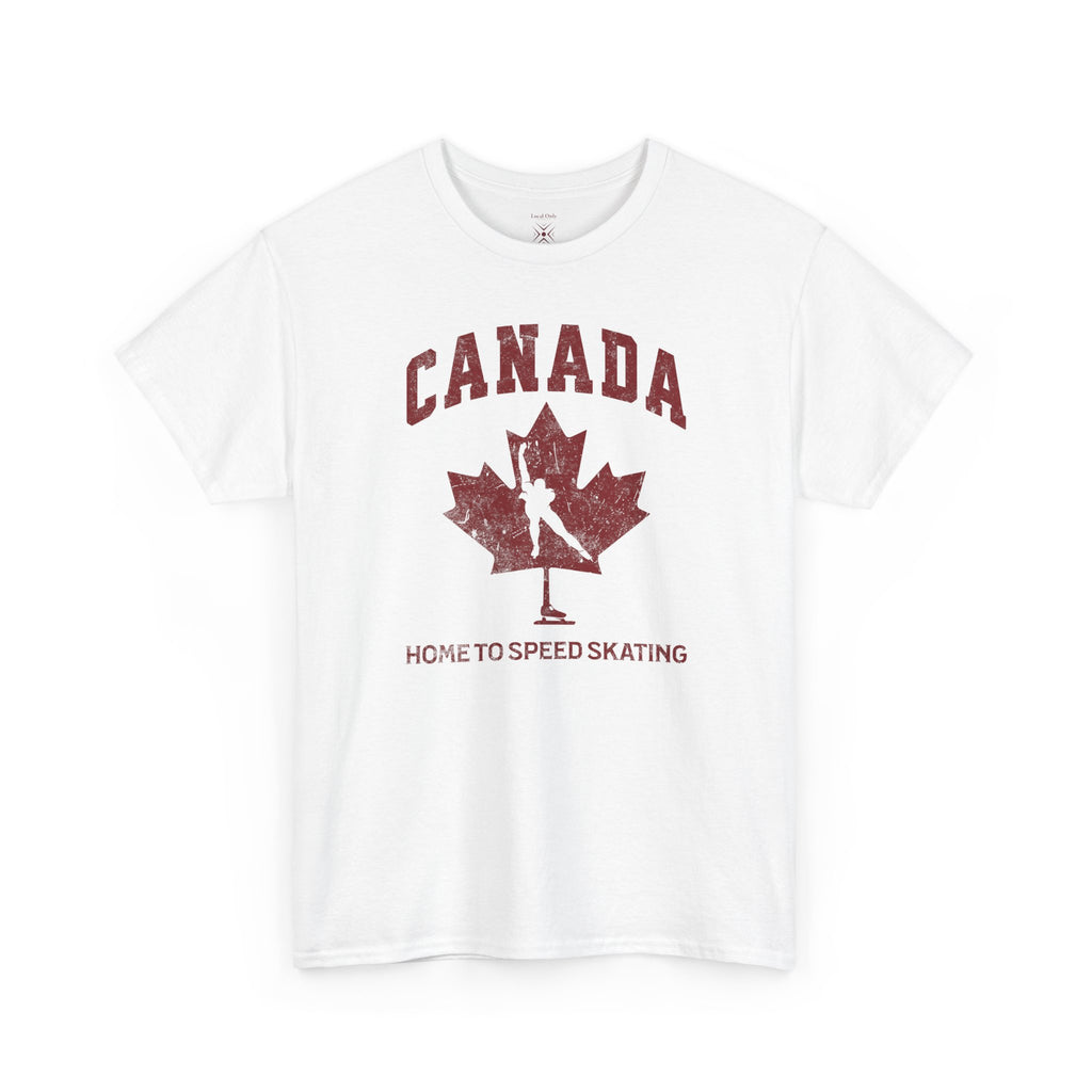 Canada Home To Speed Skating Vintage Collegiate T-Shirt – Burgundy Red Graphic Tee