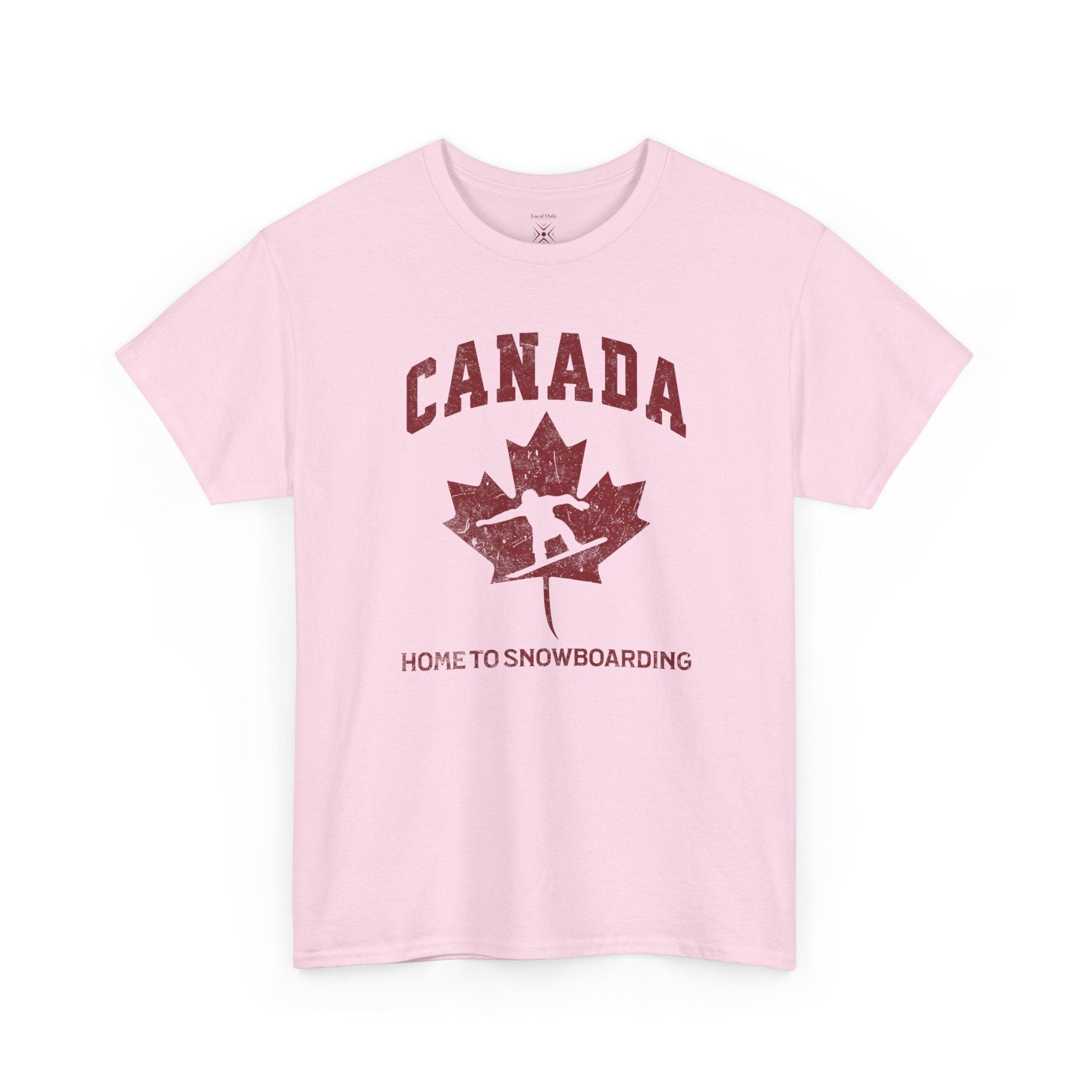Canada Home to Snowboarding Vintage Maple Leaf T-Shirt – Burgundy Red Graphic
