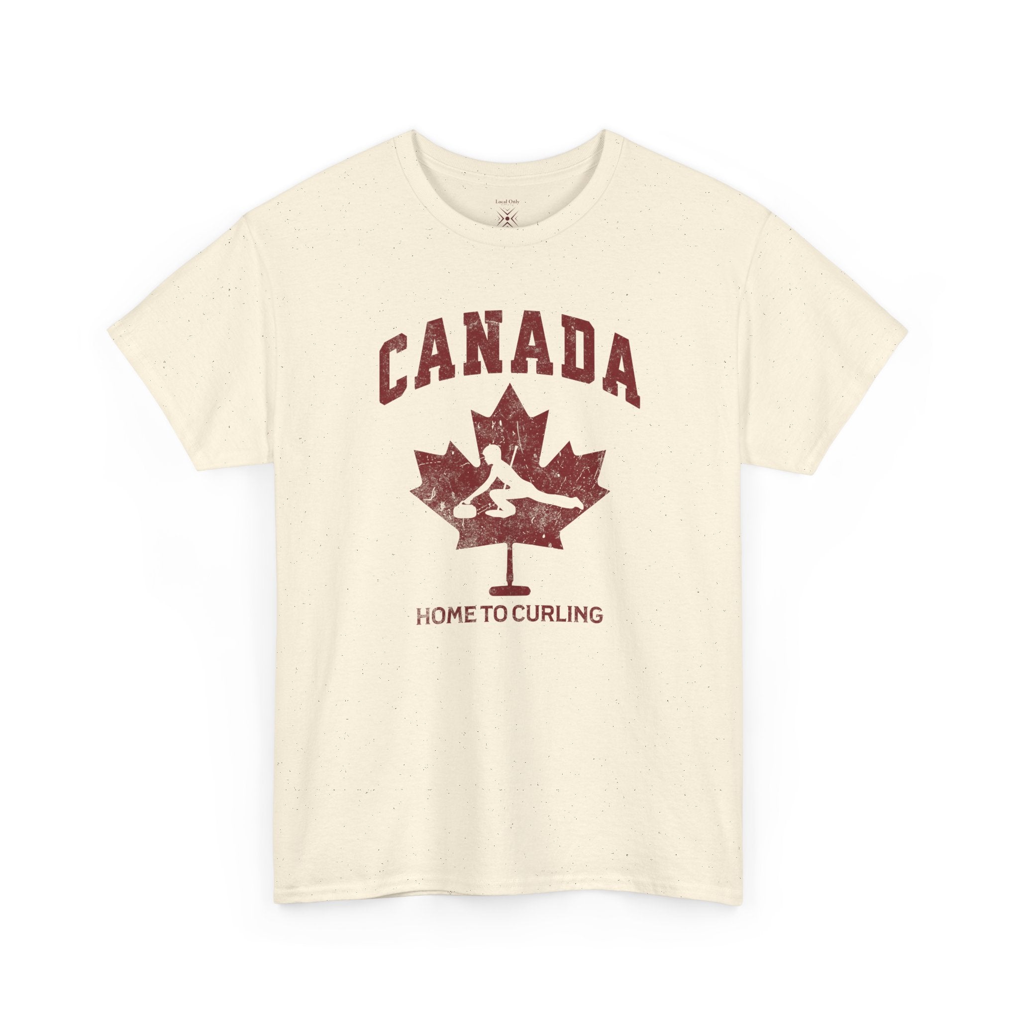 Canada Home To Curling Vintage Athletic T-Shirt – Burgundy Red Graphic