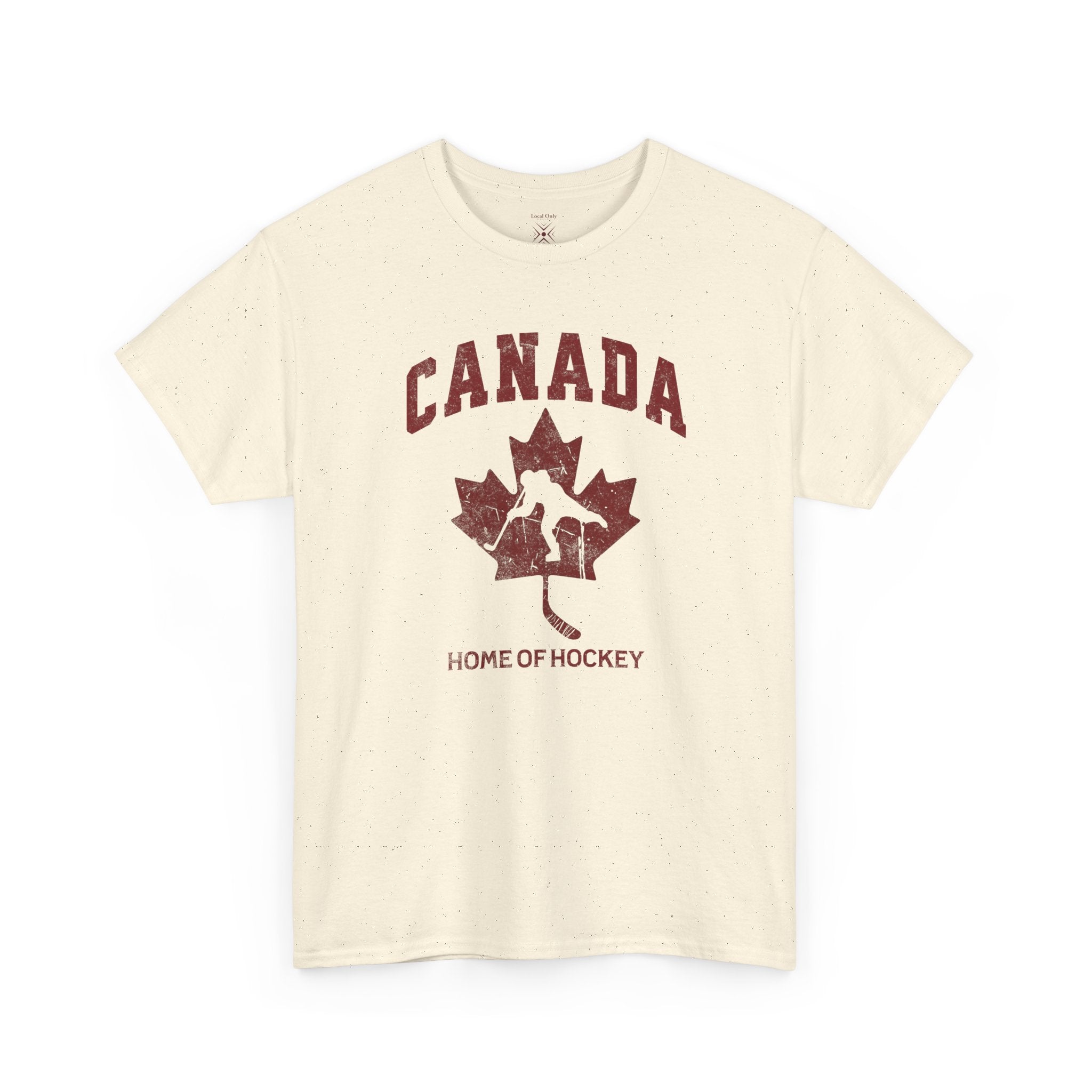 Canada Home of Hockey Vintage Athletic T-Shirt – Burgundy Red Graphic