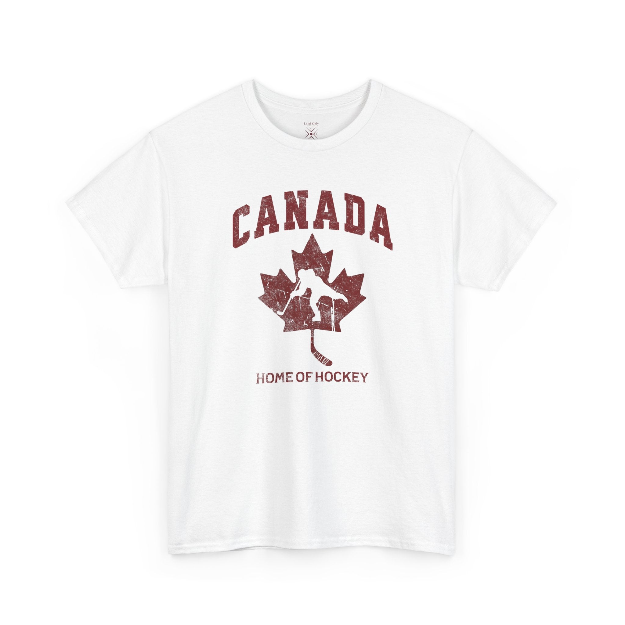Canada Home of Hockey Vintage Athletic T-Shirt – Burgundy Red Graphic