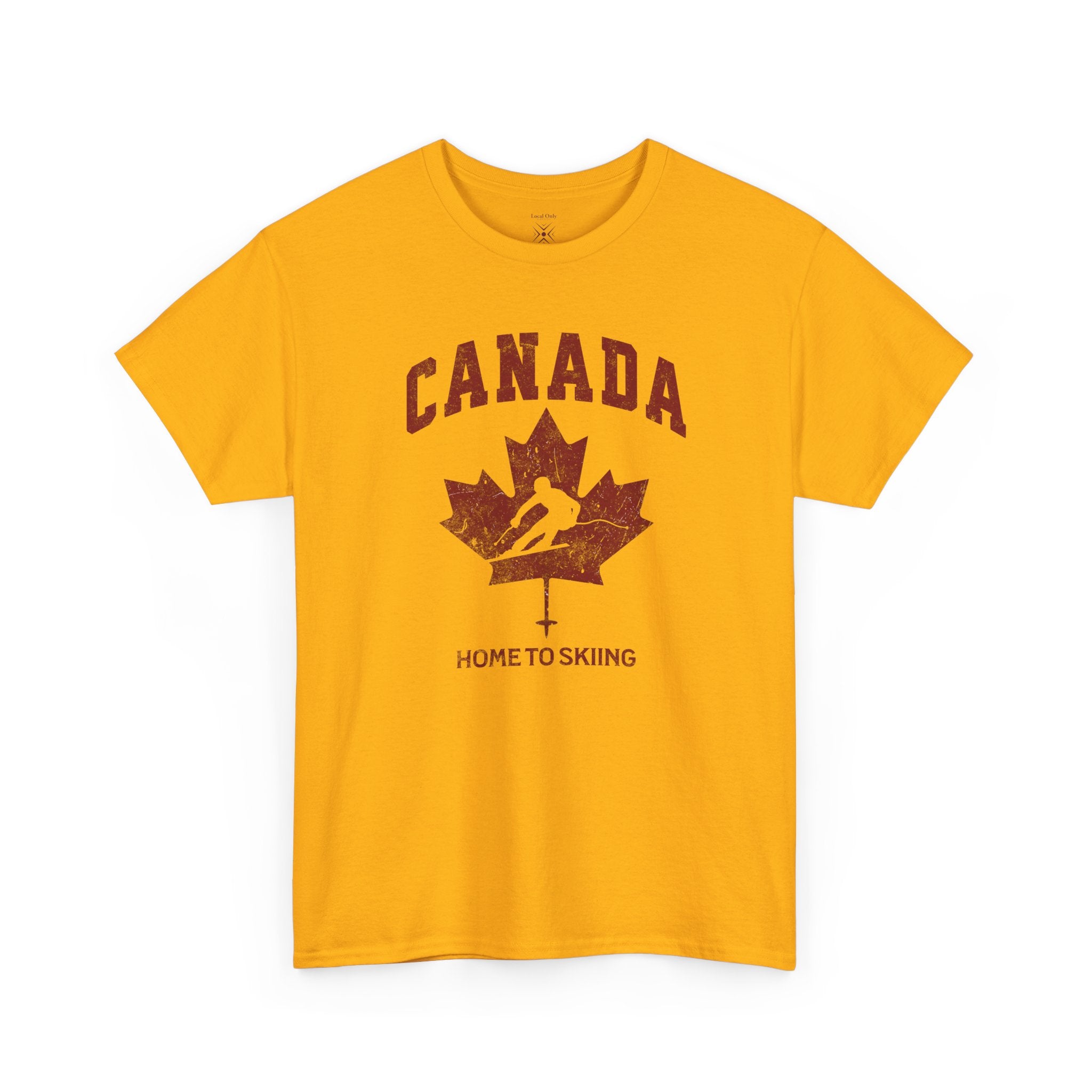 Canada Home To Skiing Vintage Athletic T-Shirt – Burgundy Red Graphic