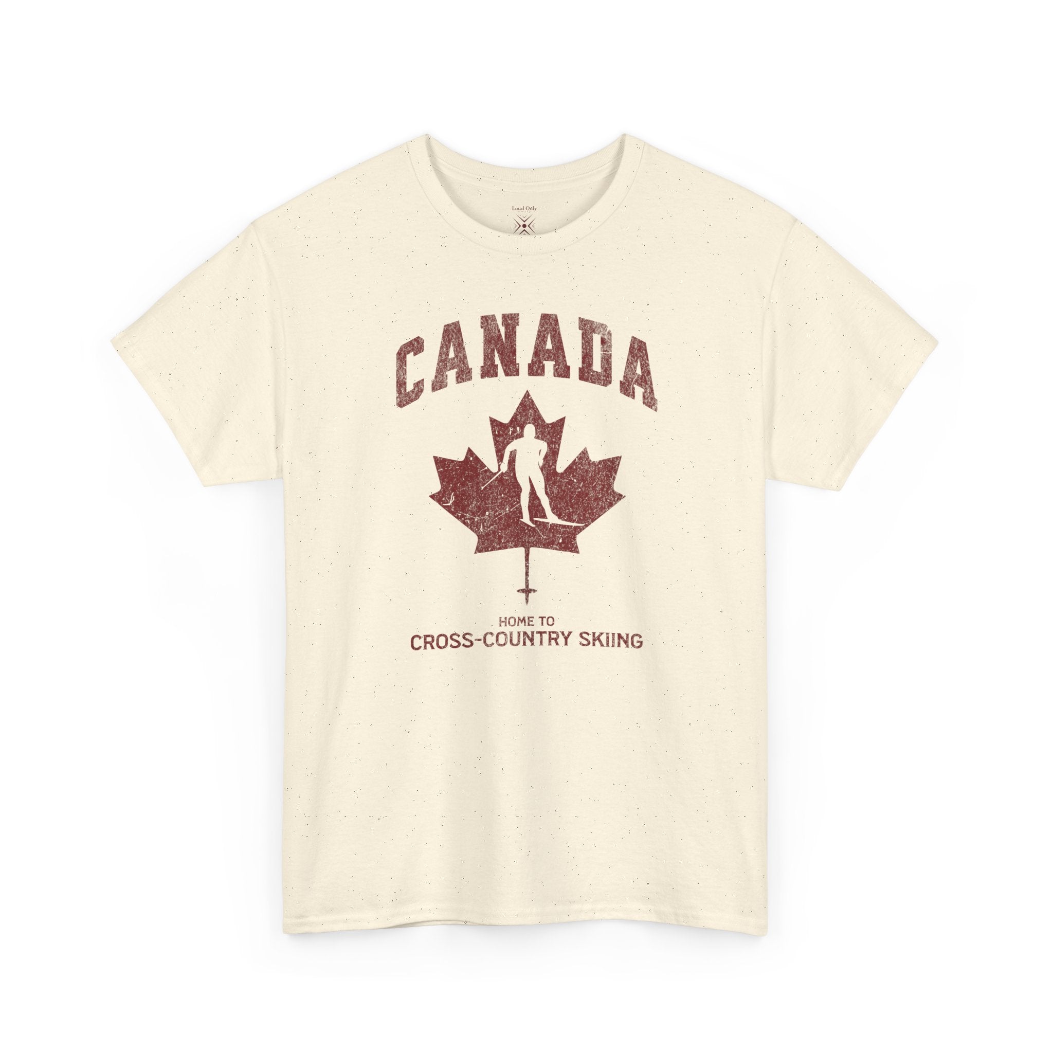 Canada Home To Cross-Country Skiing Vintage Athletic T-Shirt – Burgundy Red Graphic Tee