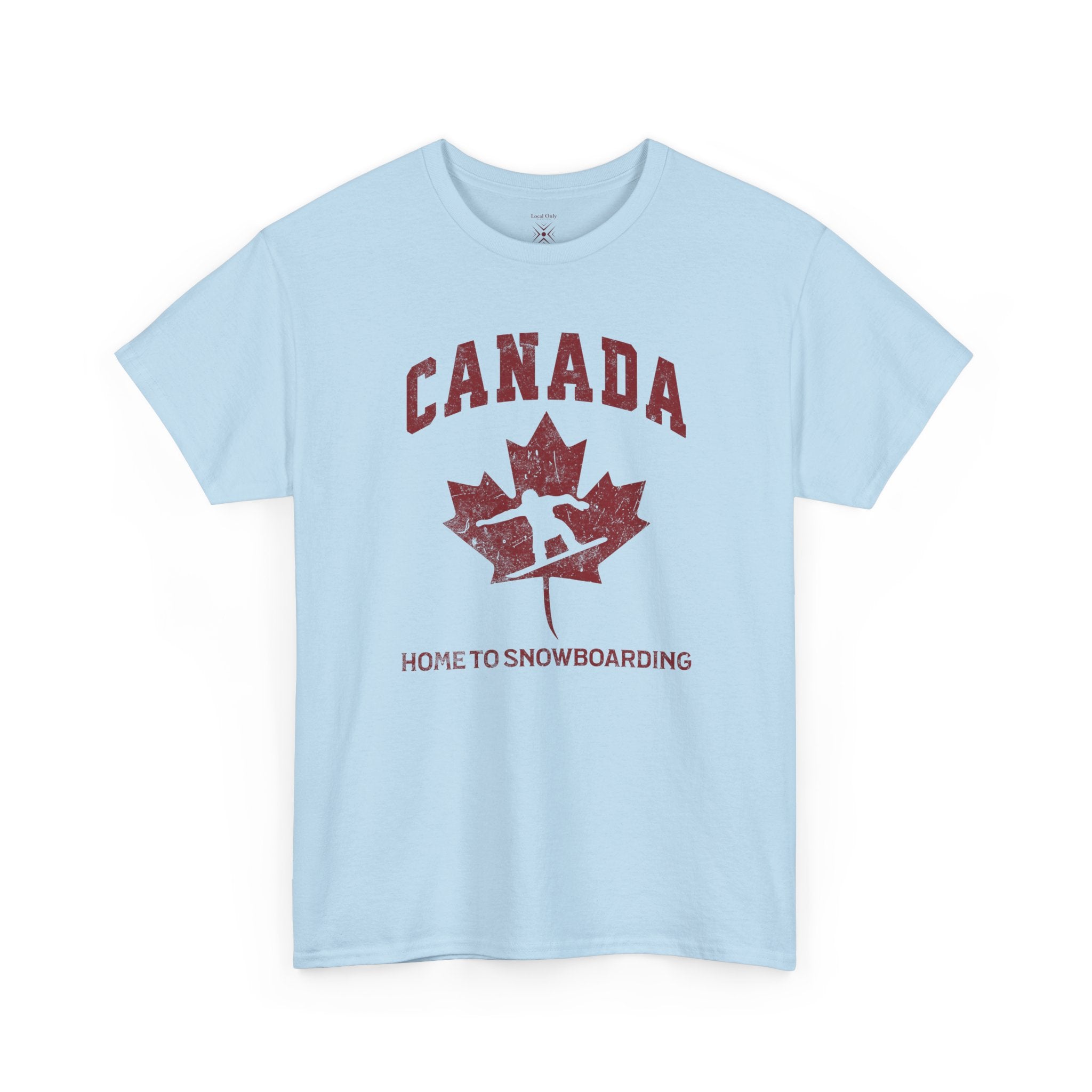 Canada Home to Snowboarding Vintage Maple Leaf T-Shirt – Burgundy Red Graphic