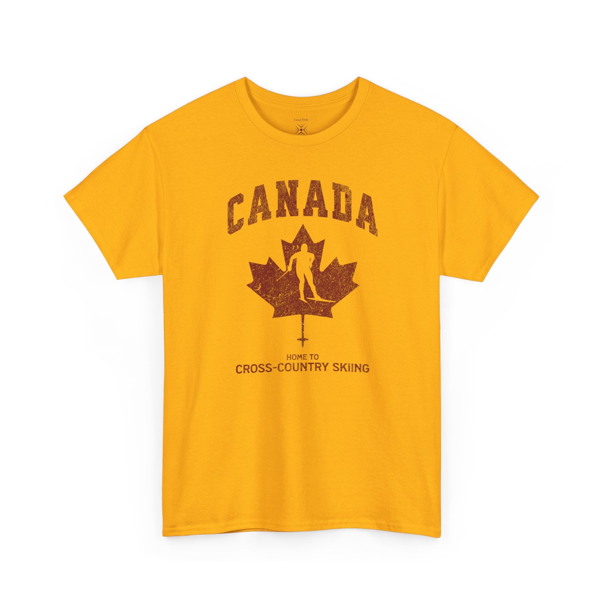 Canada Home To Cross-Country Skiing Vintage Athletic T-Shirt – Burgundy Red Graphic Tee