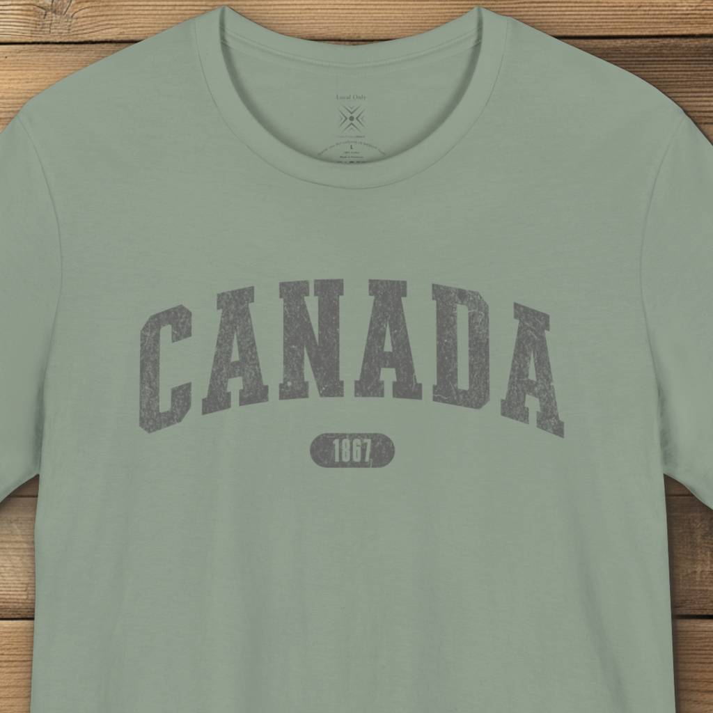 Canada 1867 Vintage Collegiate T-Shirt – Grey Graphic – Colourful