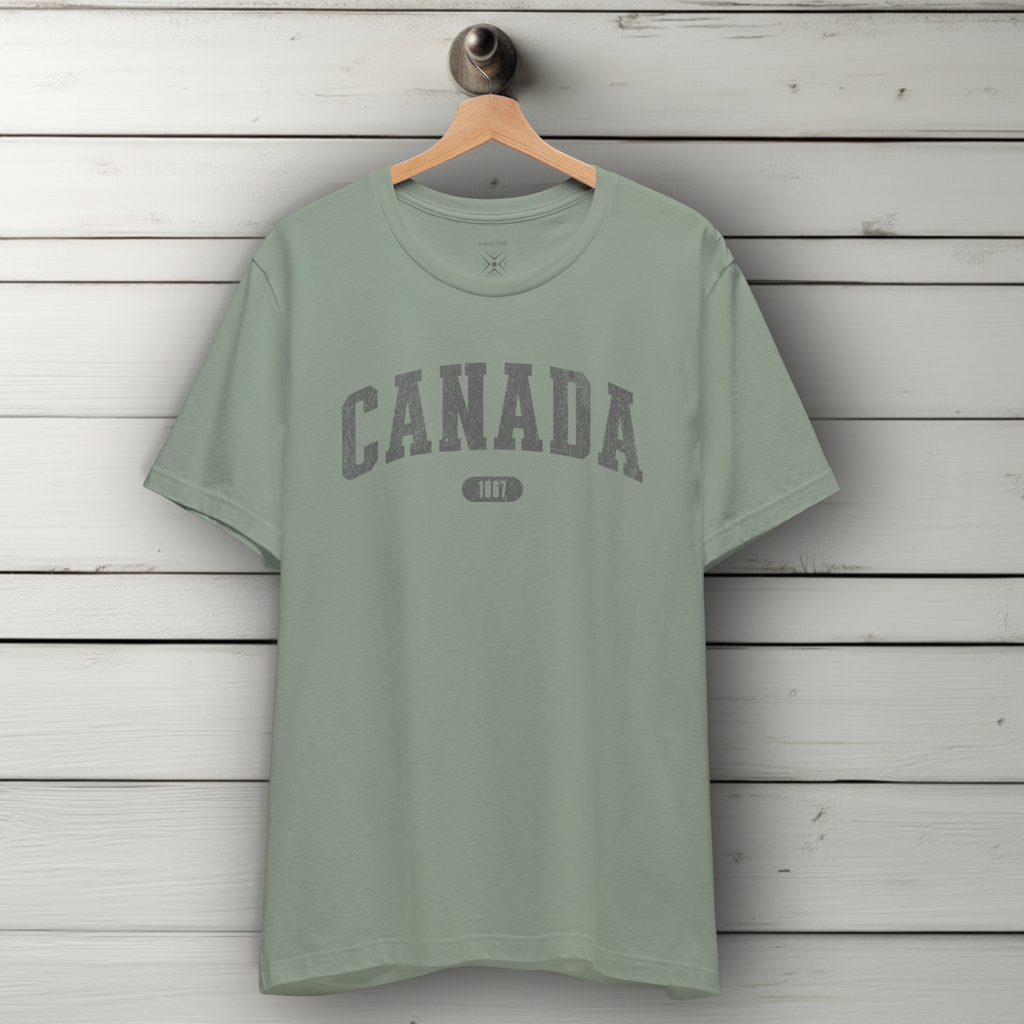 Canada 1867 Vintage Collegiate T-Shirt – Grey Graphic – Colourful