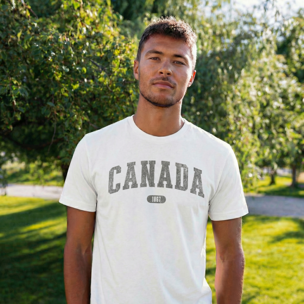 Canada 1867 Vintage Collegiate T-Shirt – Grey Graphic – Neutrals