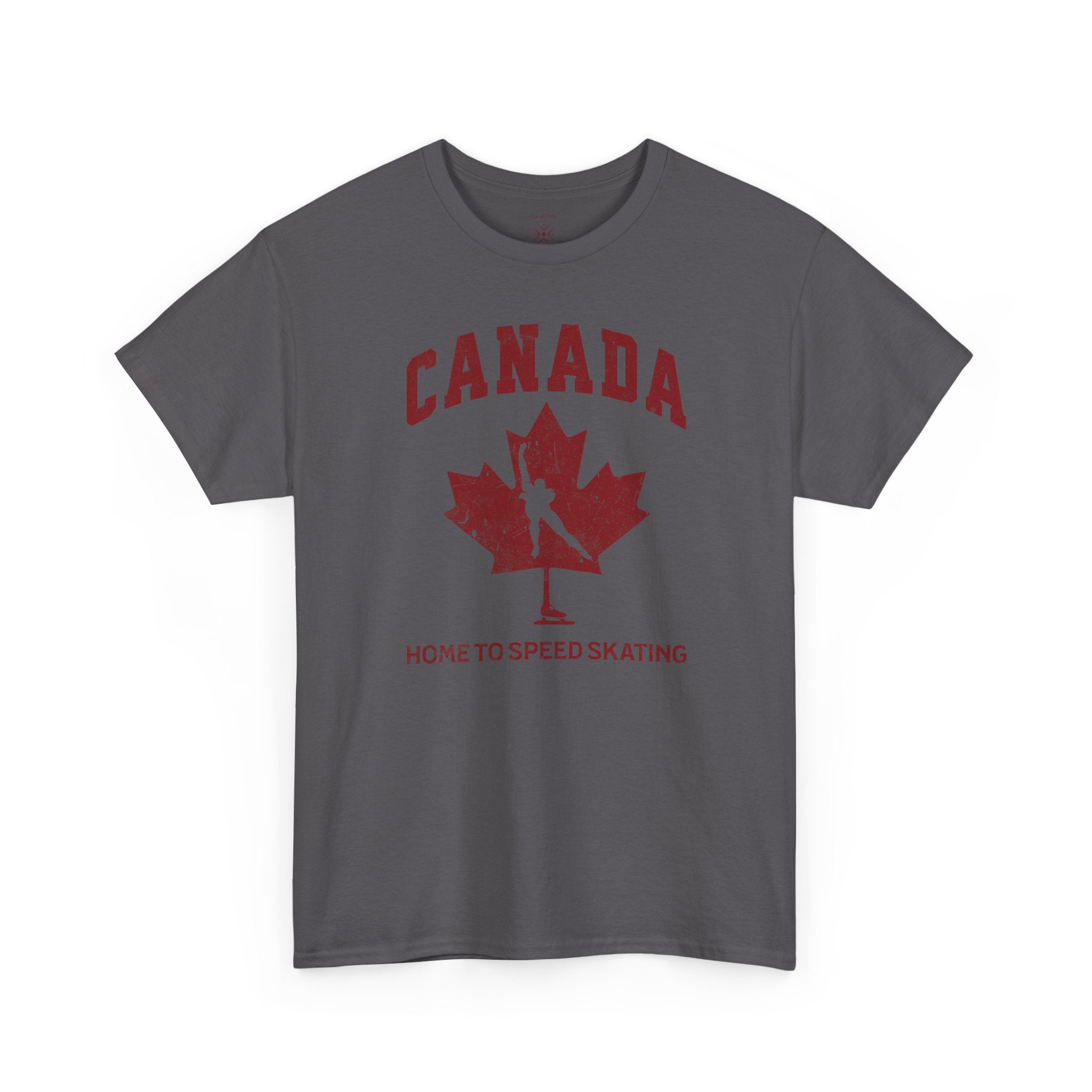 Canada Home To Speed Skating Vintage Collegiate T-Shirt – Burgundy Red Graphic Tee