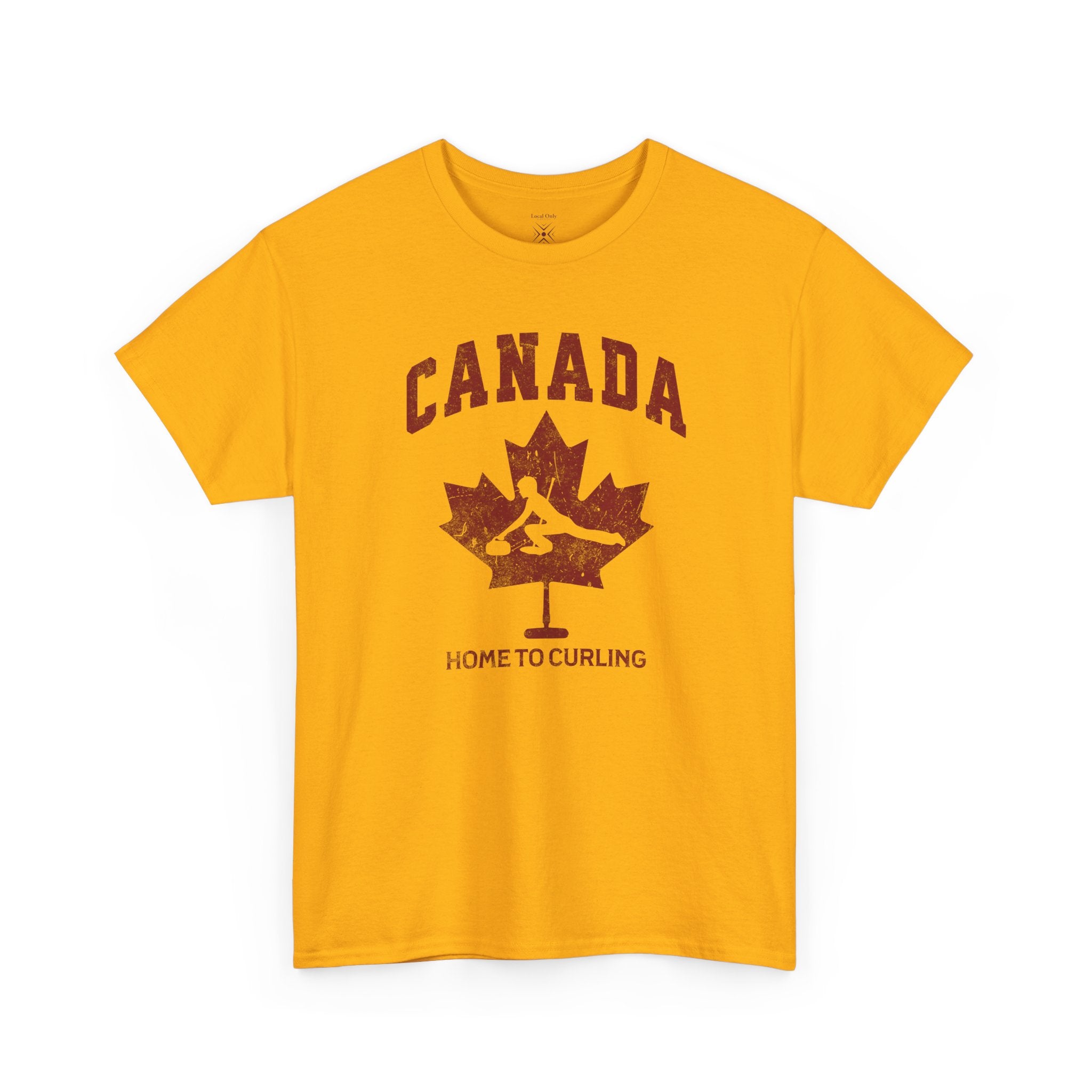 Canada Home To Curling Vintage Athletic T-Shirt – Burgundy Red Graphic