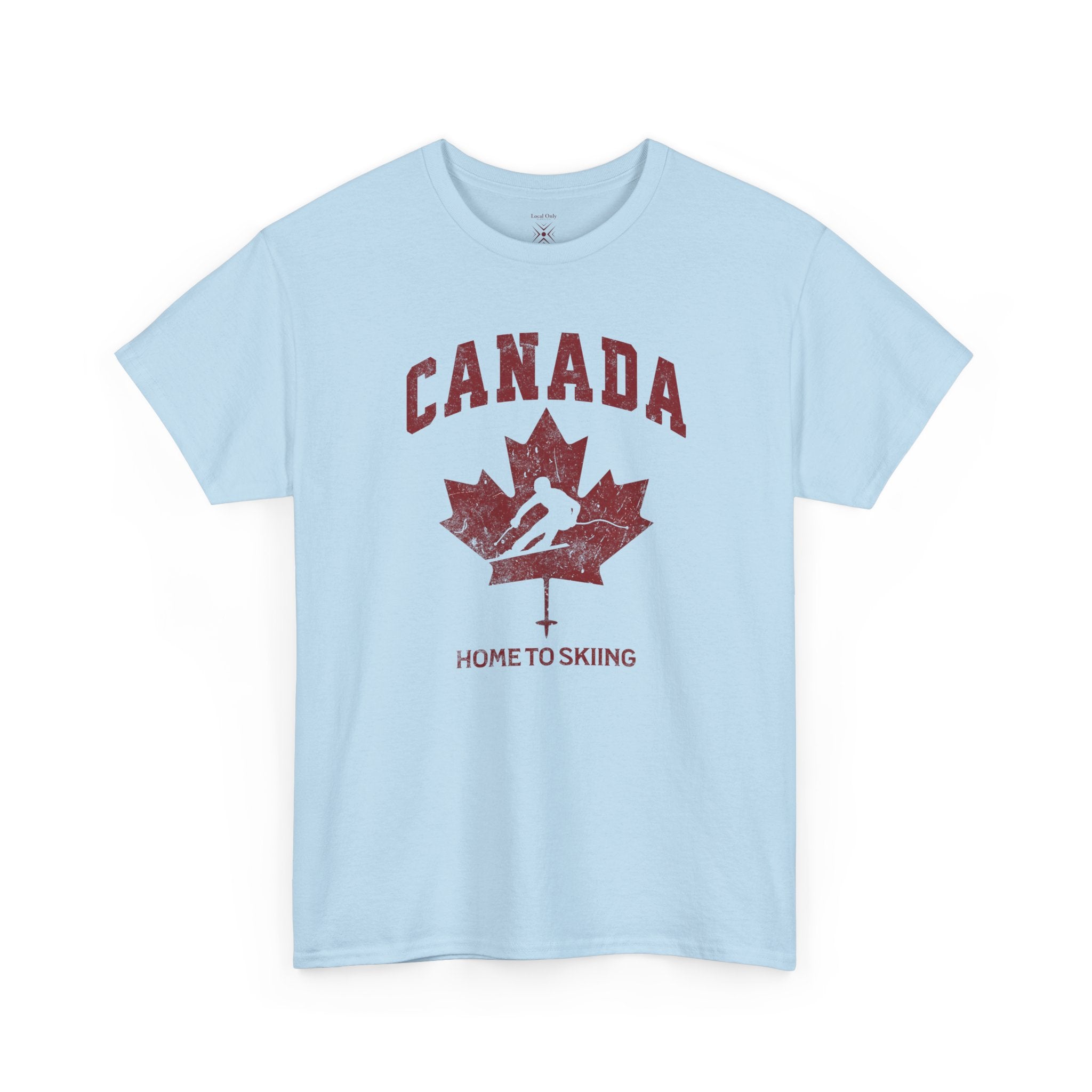 Canada Home To Skiing Vintage Athletic T-Shirt – Burgundy Red Graphic