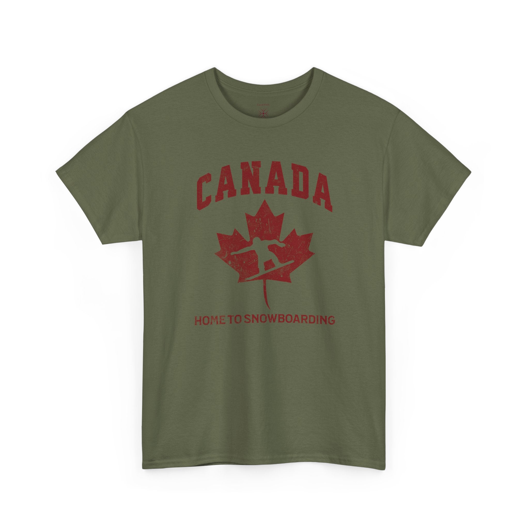 Canada Home to Snowboarding Vintage Maple Leaf T-Shirt – Burgundy Red Graphic