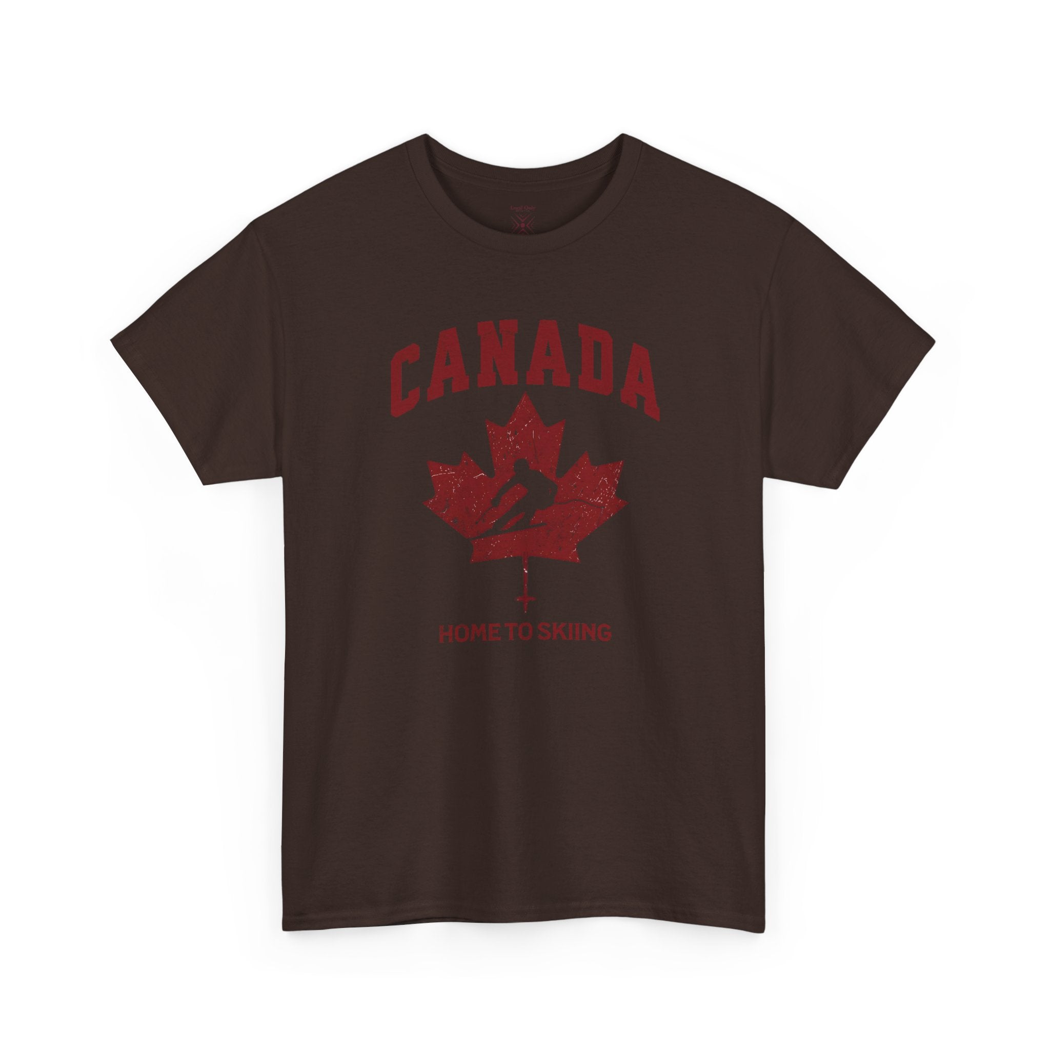 Canada Home To Skiing Vintage Athletic T-Shirt – Burgundy Red Graphic