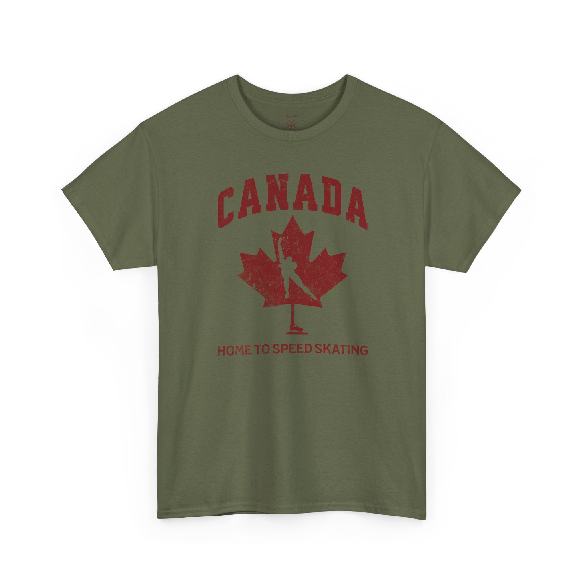 Canada Home To Speed Skating Vintage Collegiate T-Shirt – Burgundy Red Graphic Tee