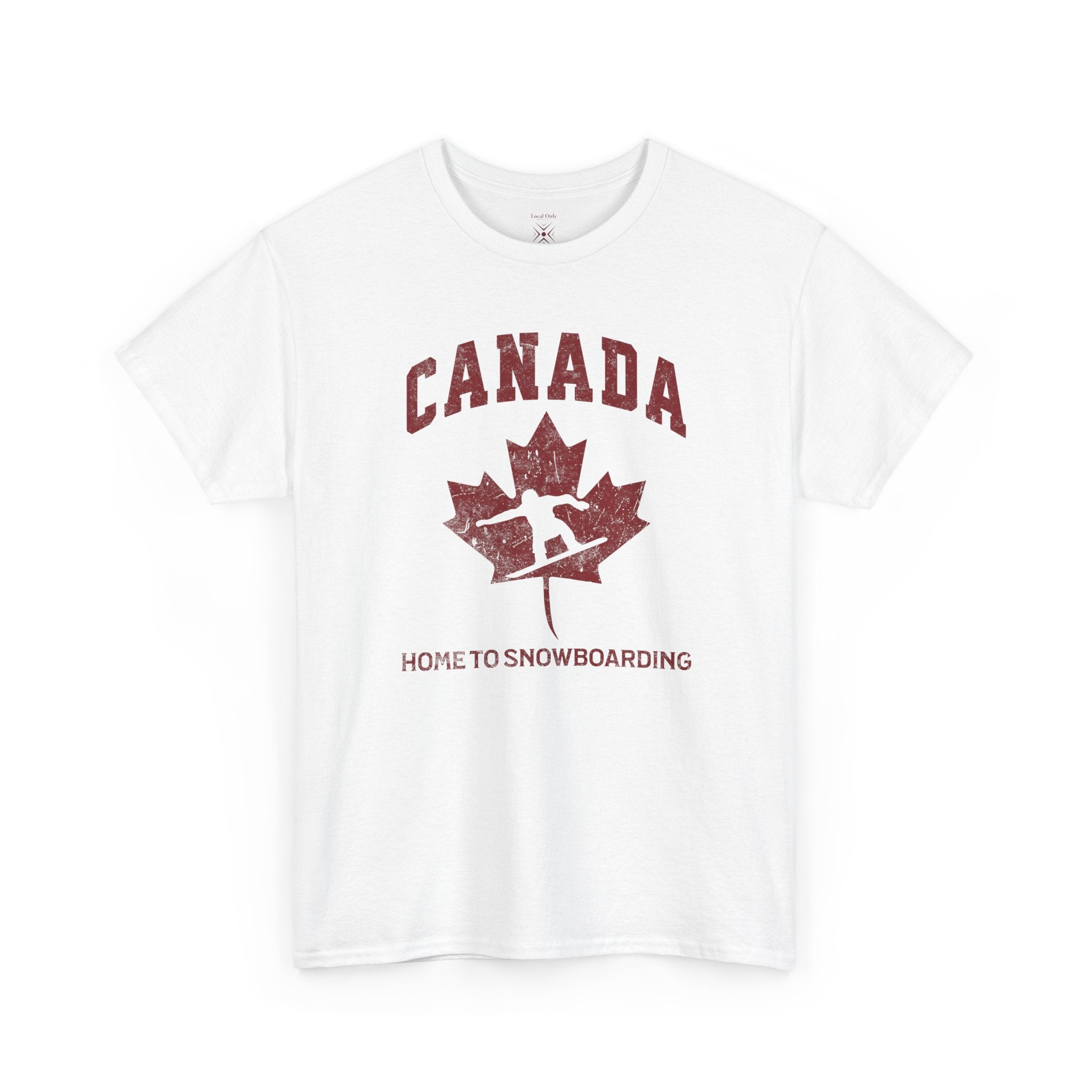 Canada Home to Snowboarding Vintage Maple Leaf T-Shirt – Burgundy Red Graphic