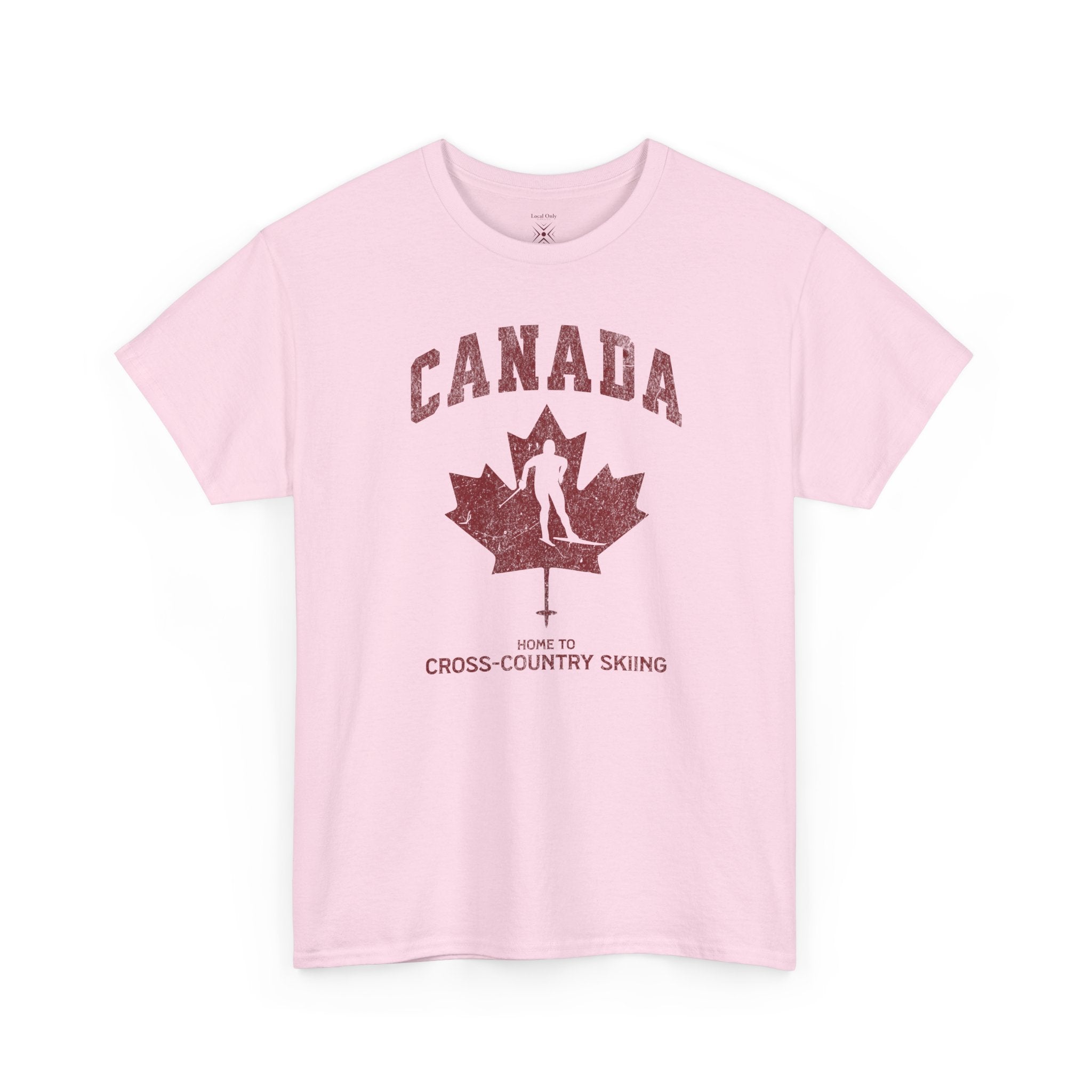 Canada Home To Cross-Country Skiing Vintage Athletic T-Shirt – Burgundy Red Graphic Tee