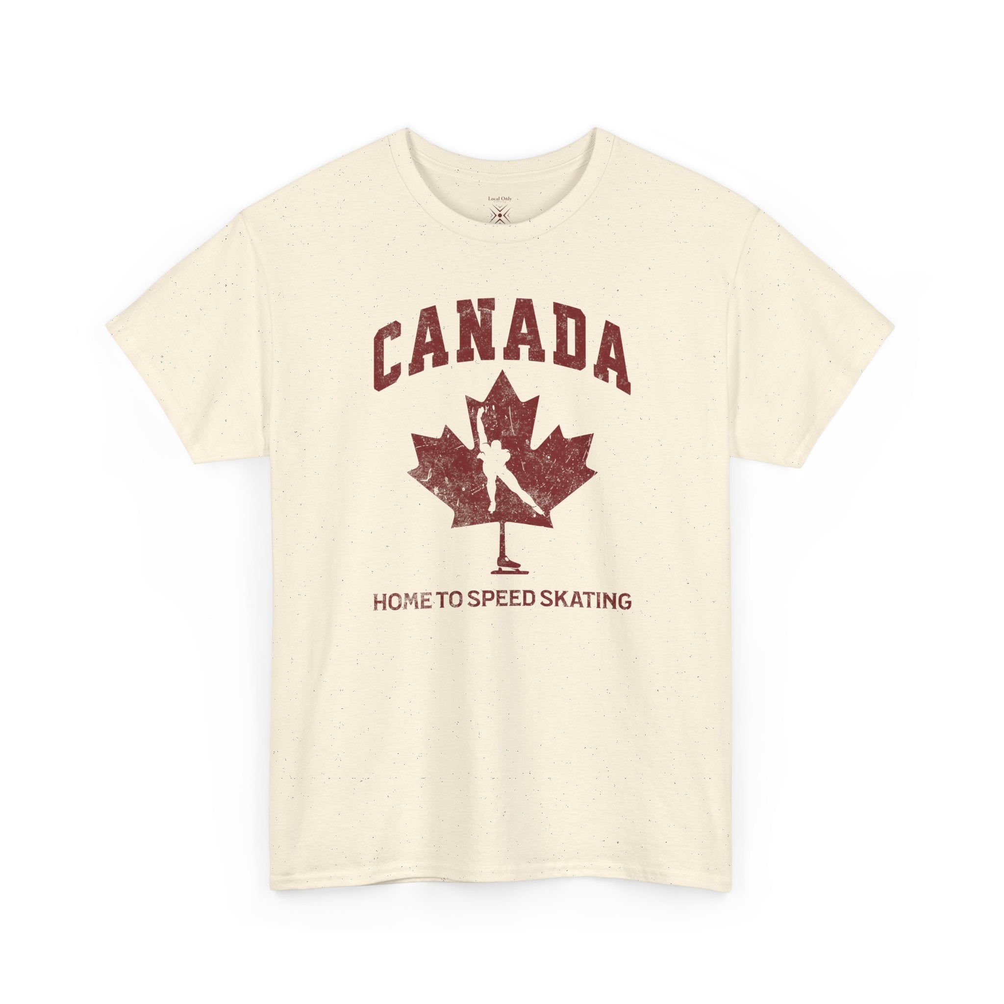 Canada Home To Speed Skating Vintage Collegiate T-Shirt – Burgundy Red Graphic Tee