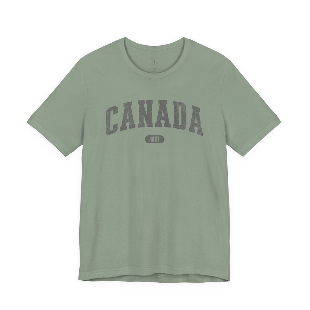 Canada 1867 Vintage Collegiate T-Shirt – Grey Graphic – Colourful