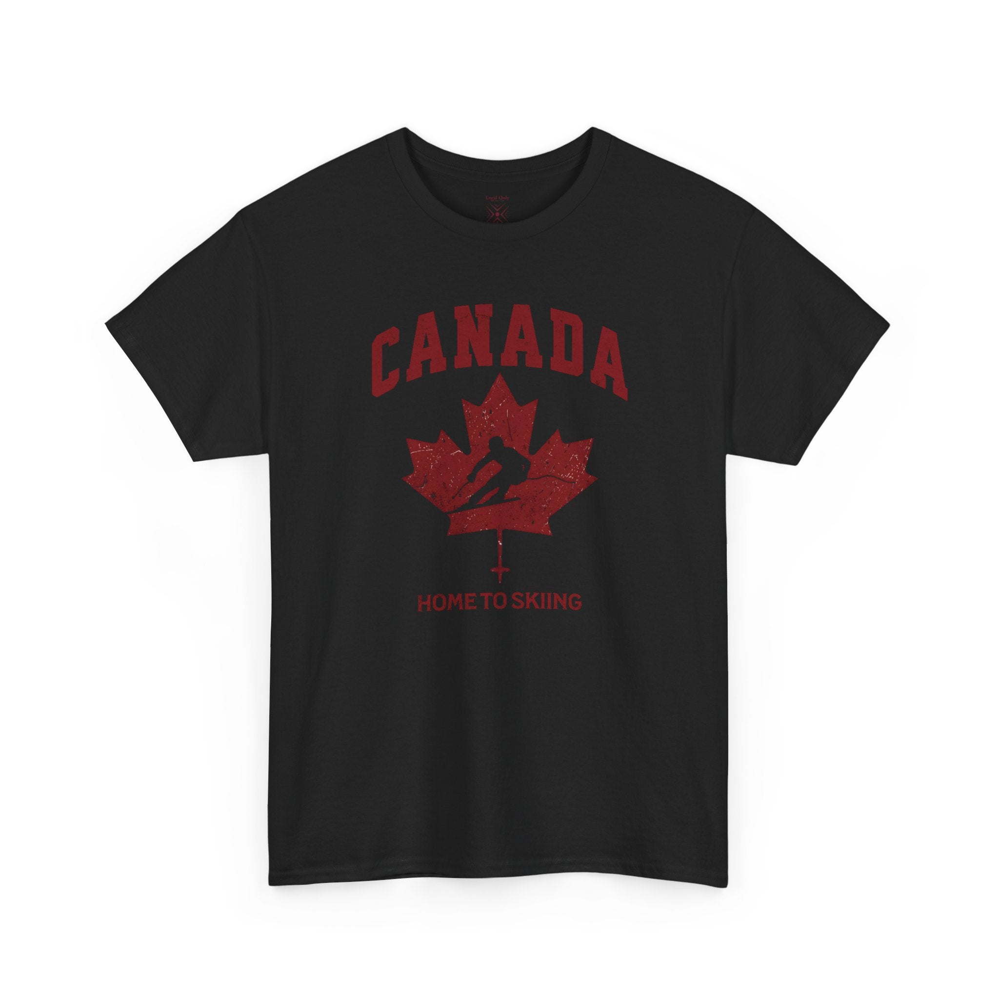 Canada Home To Skiing Vintage Athletic T-Shirt – Burgundy Red Graphic
