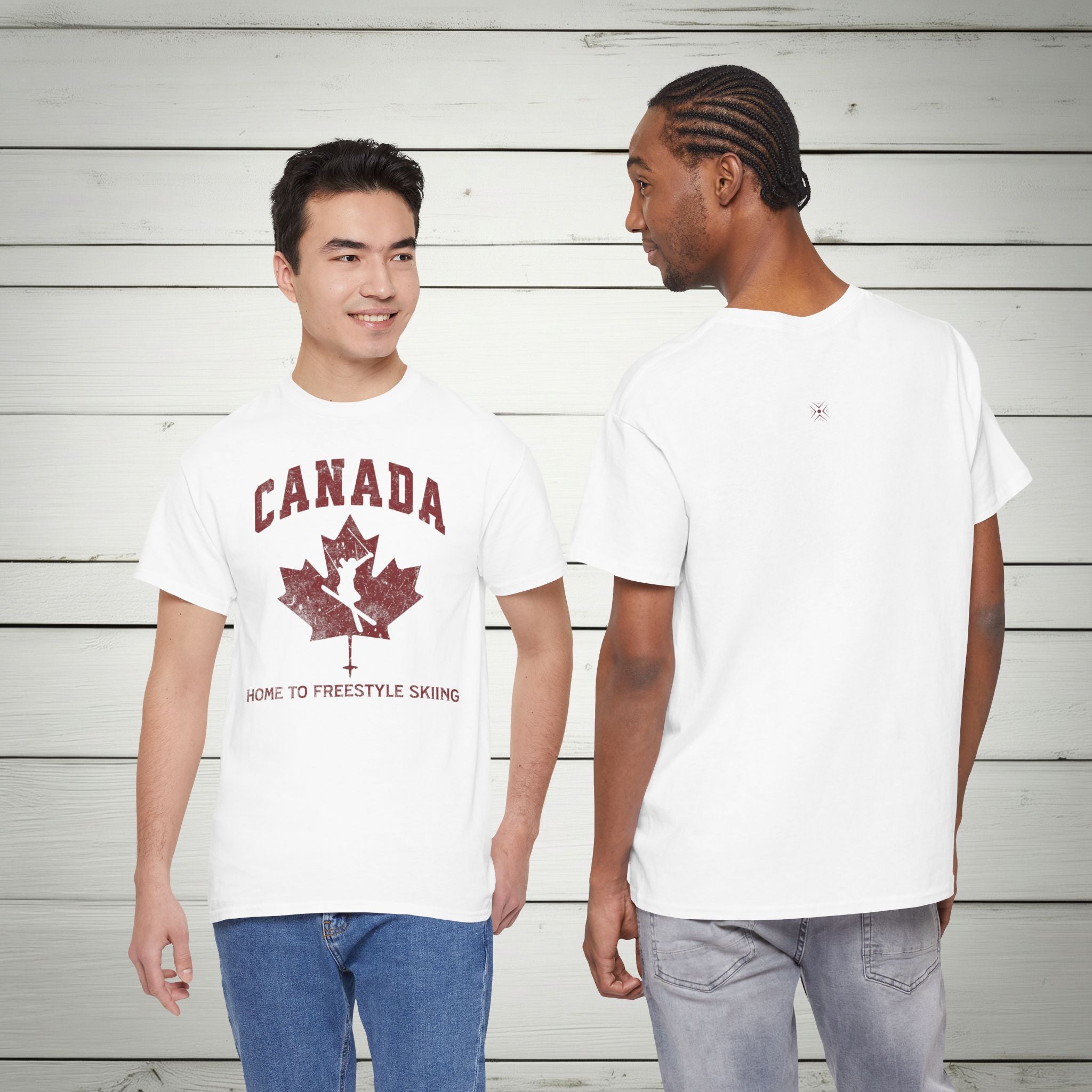 Canada Home To Freestyle Skiing Vintage Athletic T-Shirt – Burgundy Red Graphic Tee