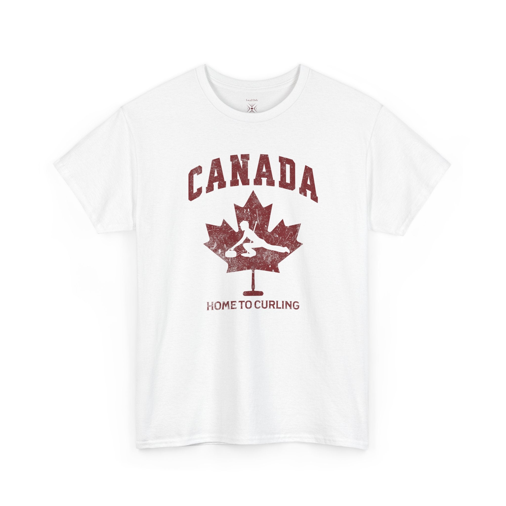 Canada Home To Curling Vintage Athletic T-Shirt – Burgundy Red Graphic