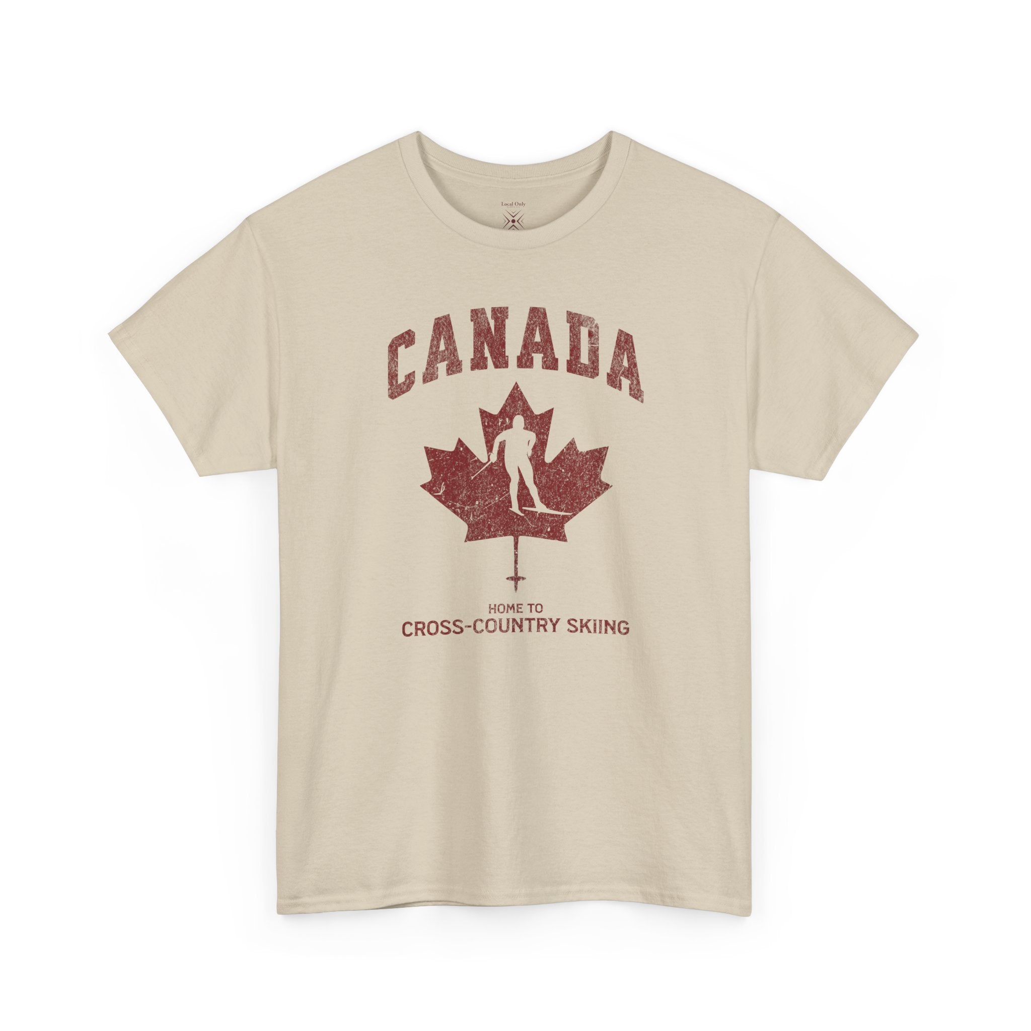Canada Home To Cross-Country Skiing Vintage Athletic T-Shirt – Burgundy Red Graphic Tee