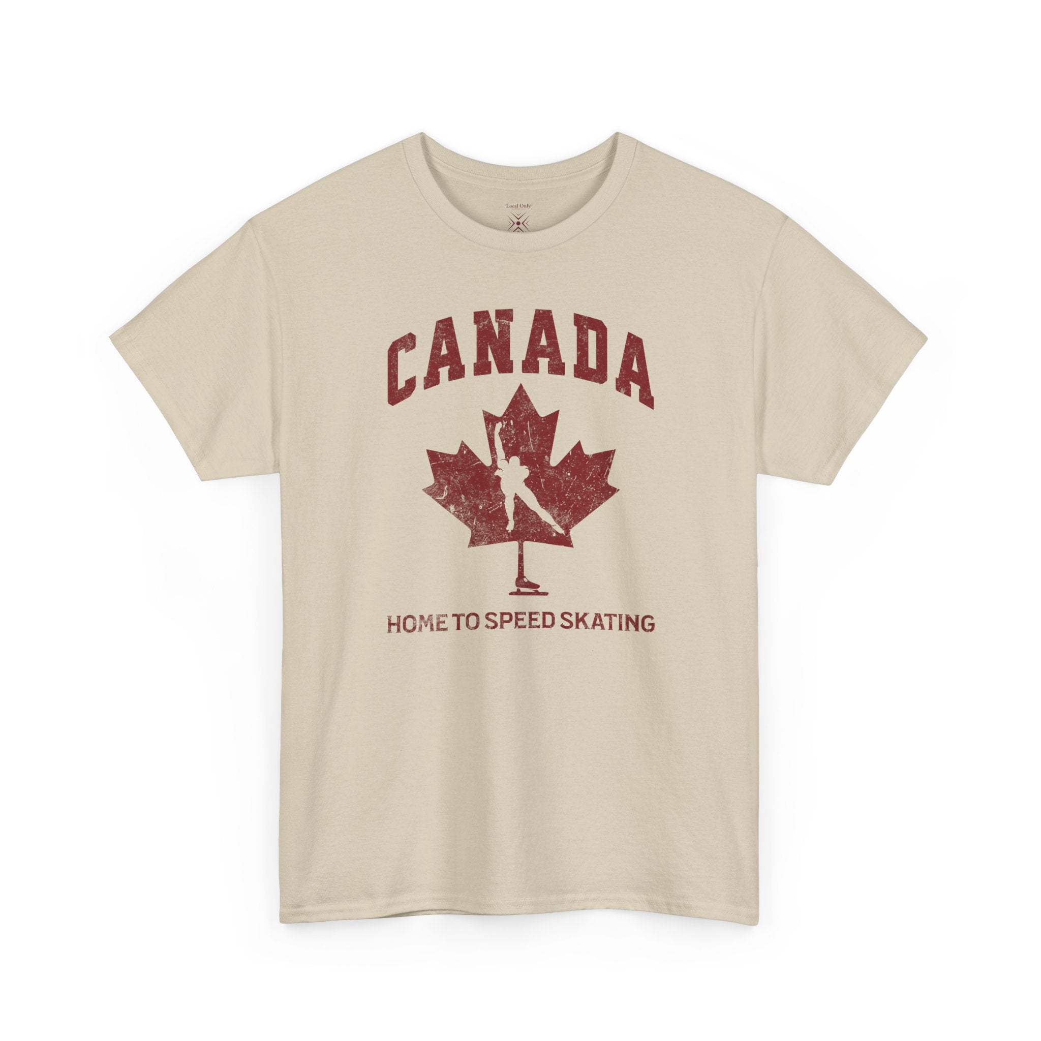 Canada Home To Speed Skating Vintage Collegiate T-Shirt – Burgundy Red Graphic Tee