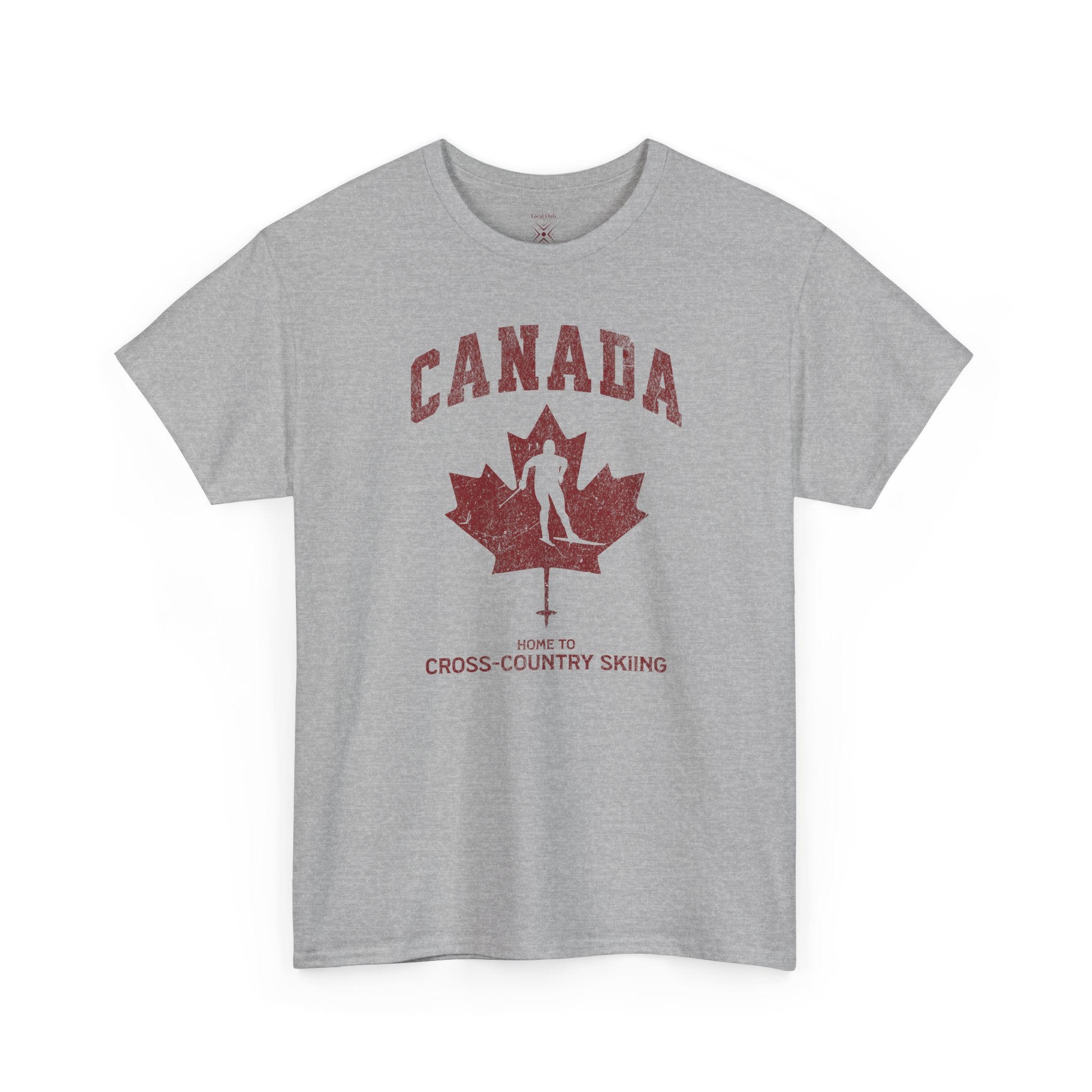 Canada Home To Cross-Country Skiing Vintage Athletic T-Shirt – Burgundy Red Graphic Tee