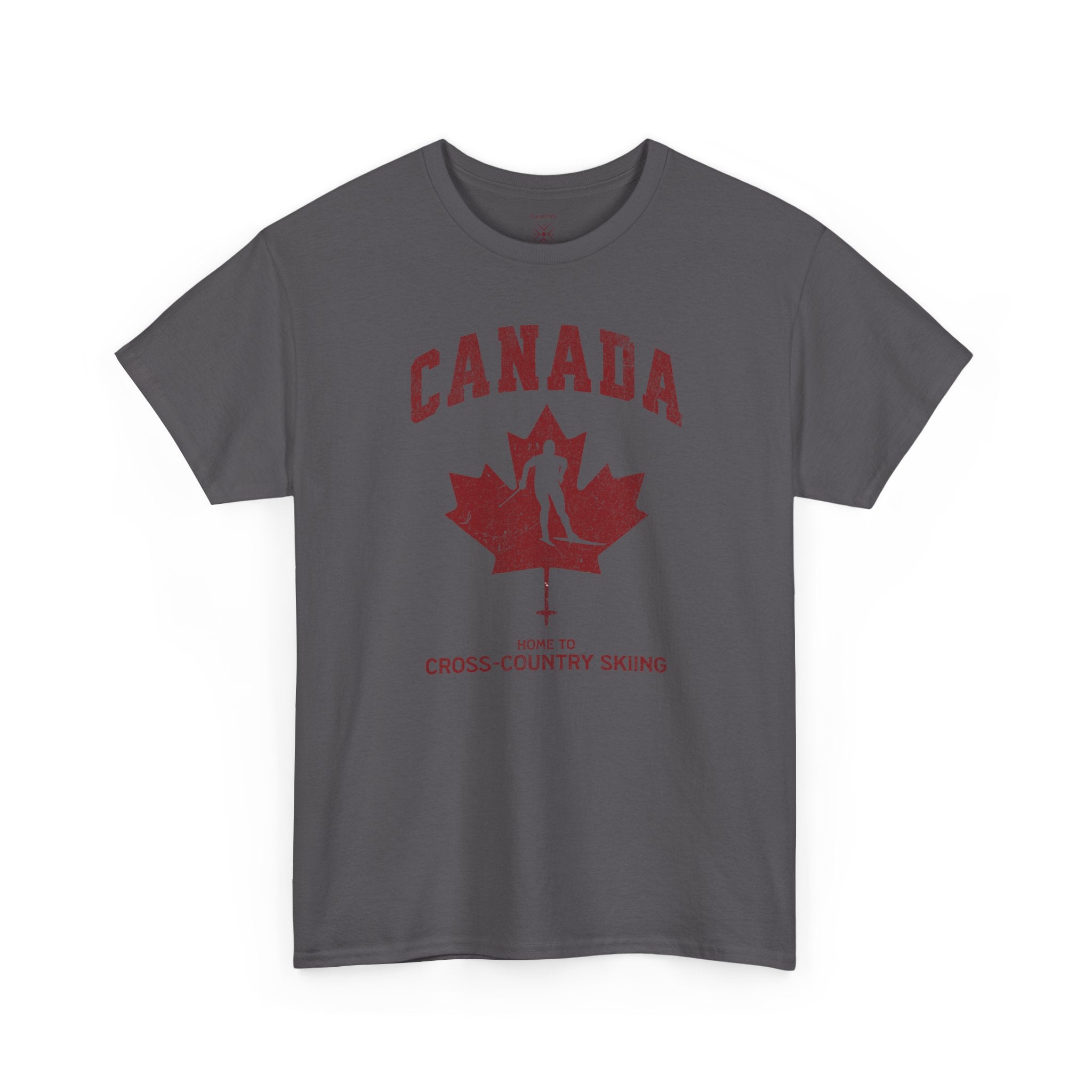 Canada Home To Cross-Country Skiing Vintage Athletic T-Shirt – Burgundy Red Graphic Tee