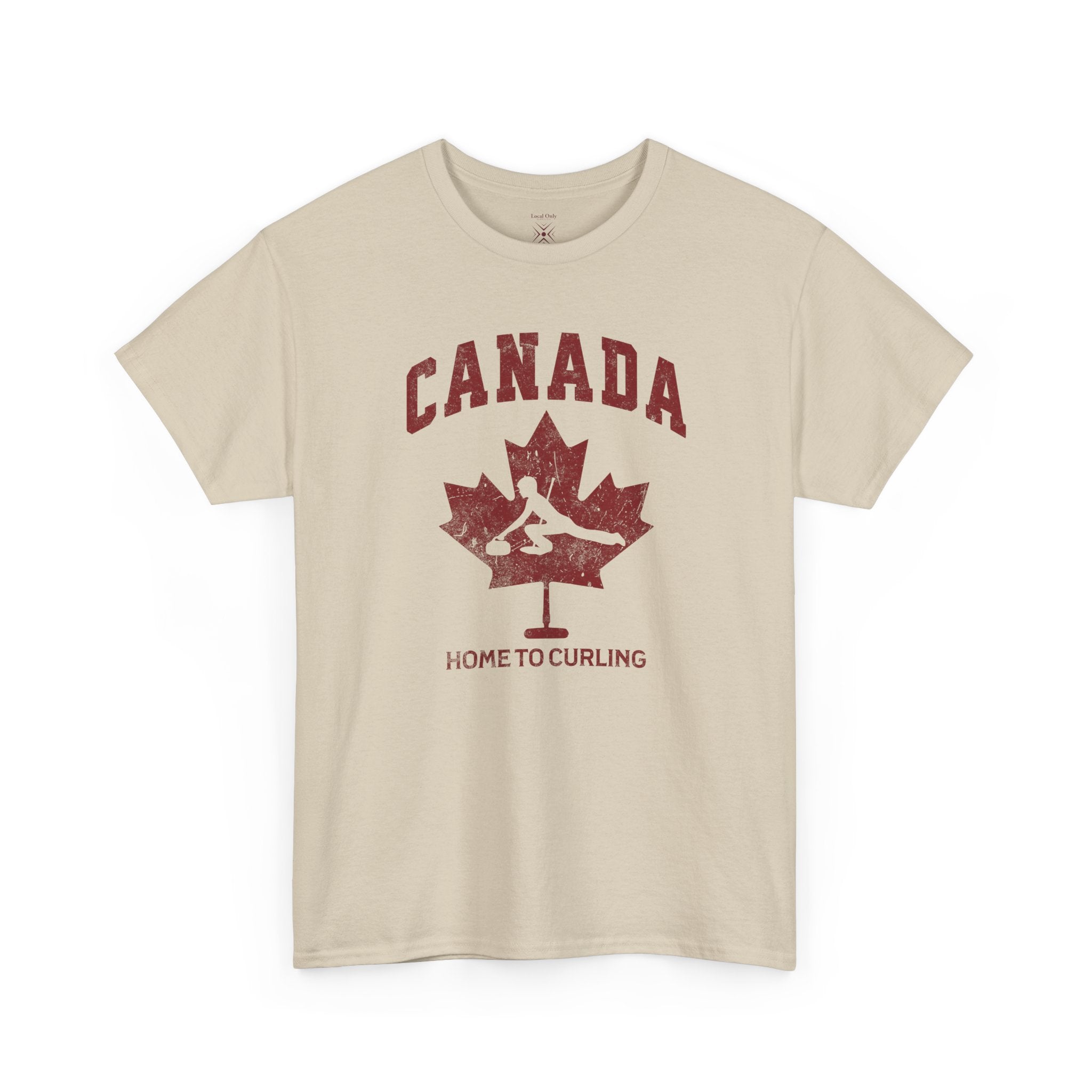 Canada Home To Curling Vintage Athletic T-Shirt – Burgundy Red Graphic
