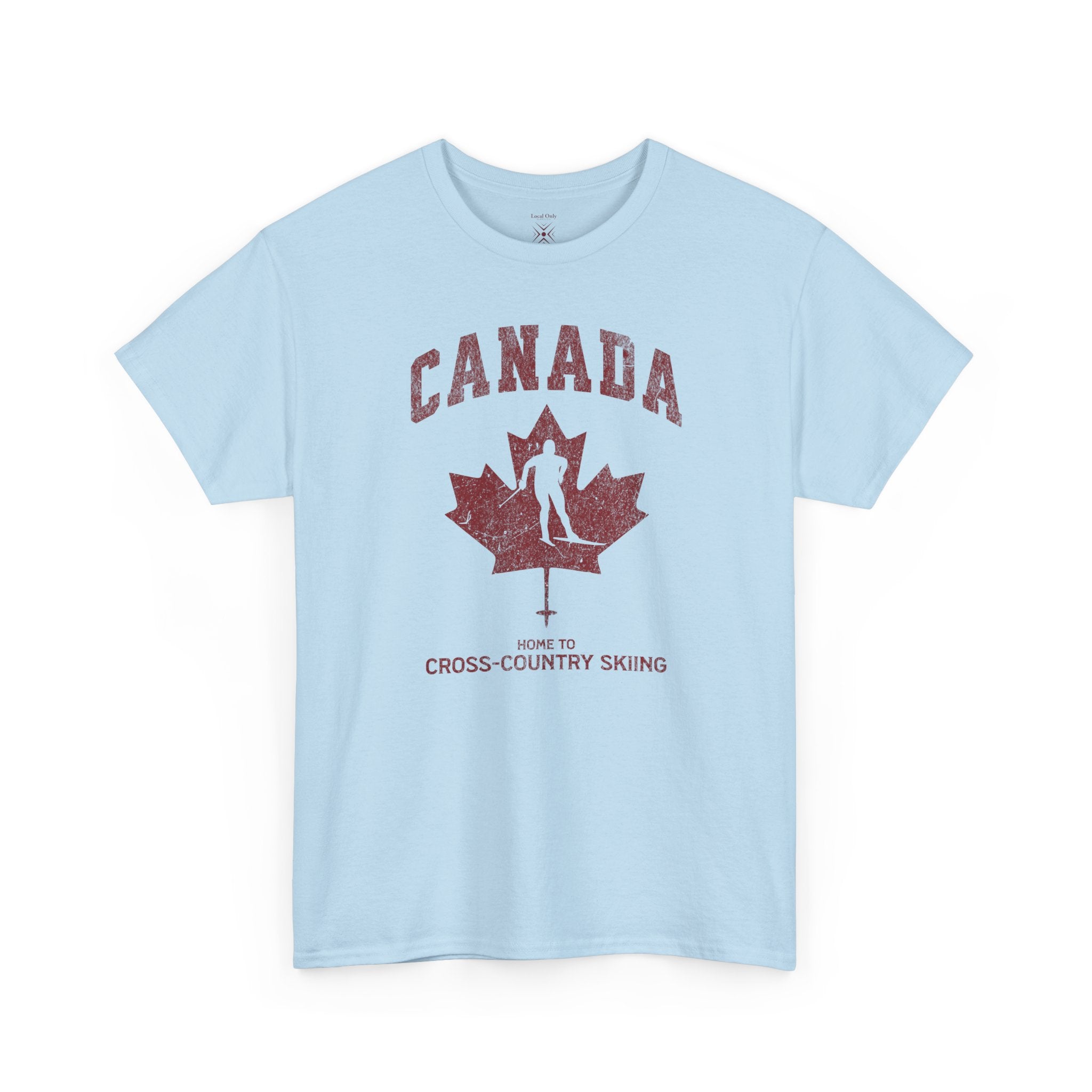 Canada Home To Cross-Country Skiing Vintage Athletic T-Shirt – Burgundy Red Graphic Tee