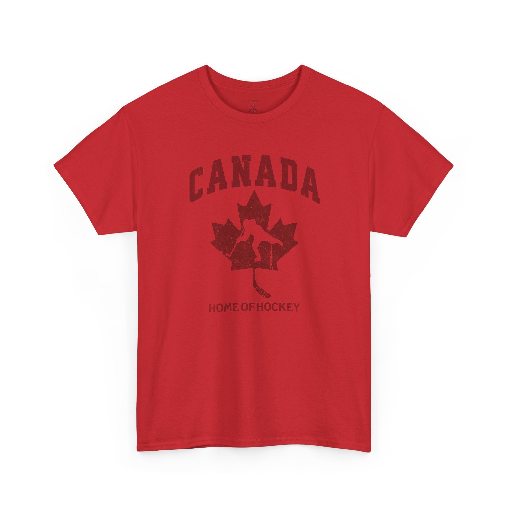 Canada Home of Hockey Vintage Athletic T-Shirt – Burgundy Red Graphic