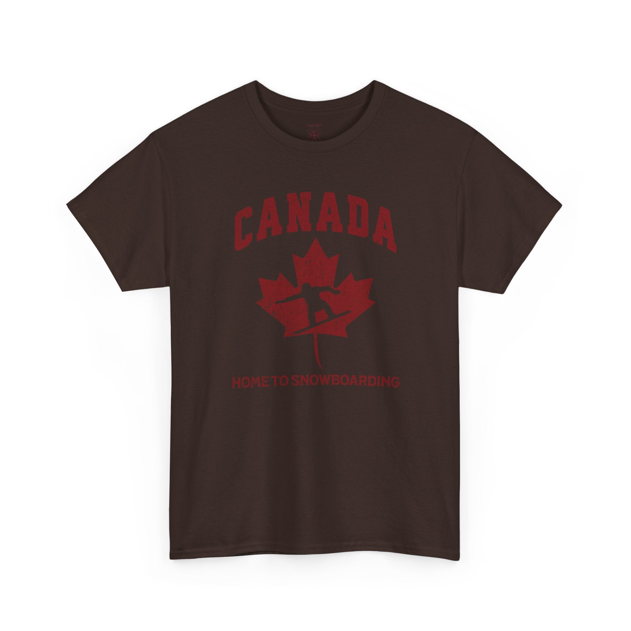 Canada Home to Snowboarding Vintage Maple Leaf T-Shirt – Burgundy Red Graphic