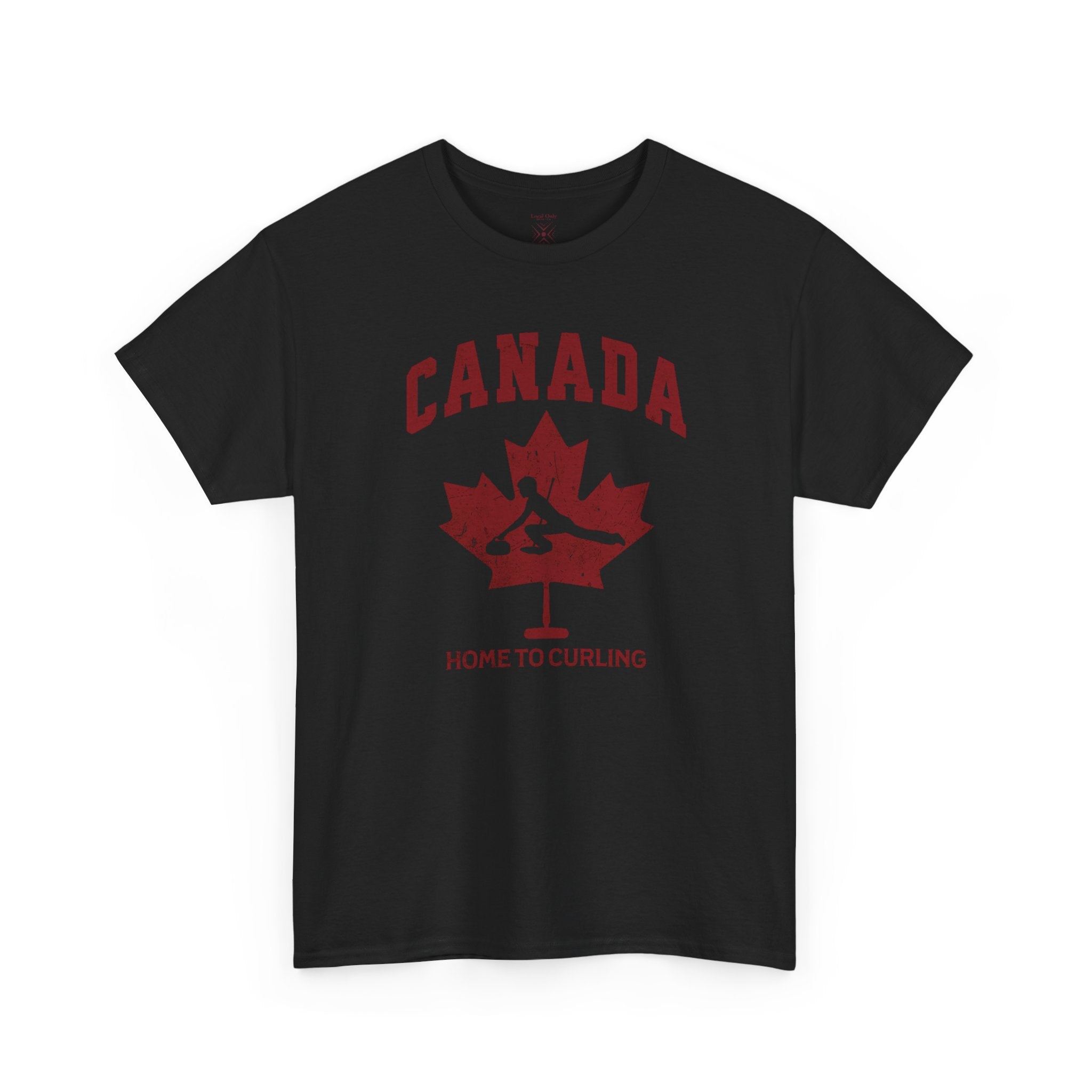 Canada Home To Curling Vintage Athletic T-Shirt – Burgundy Red Graphic